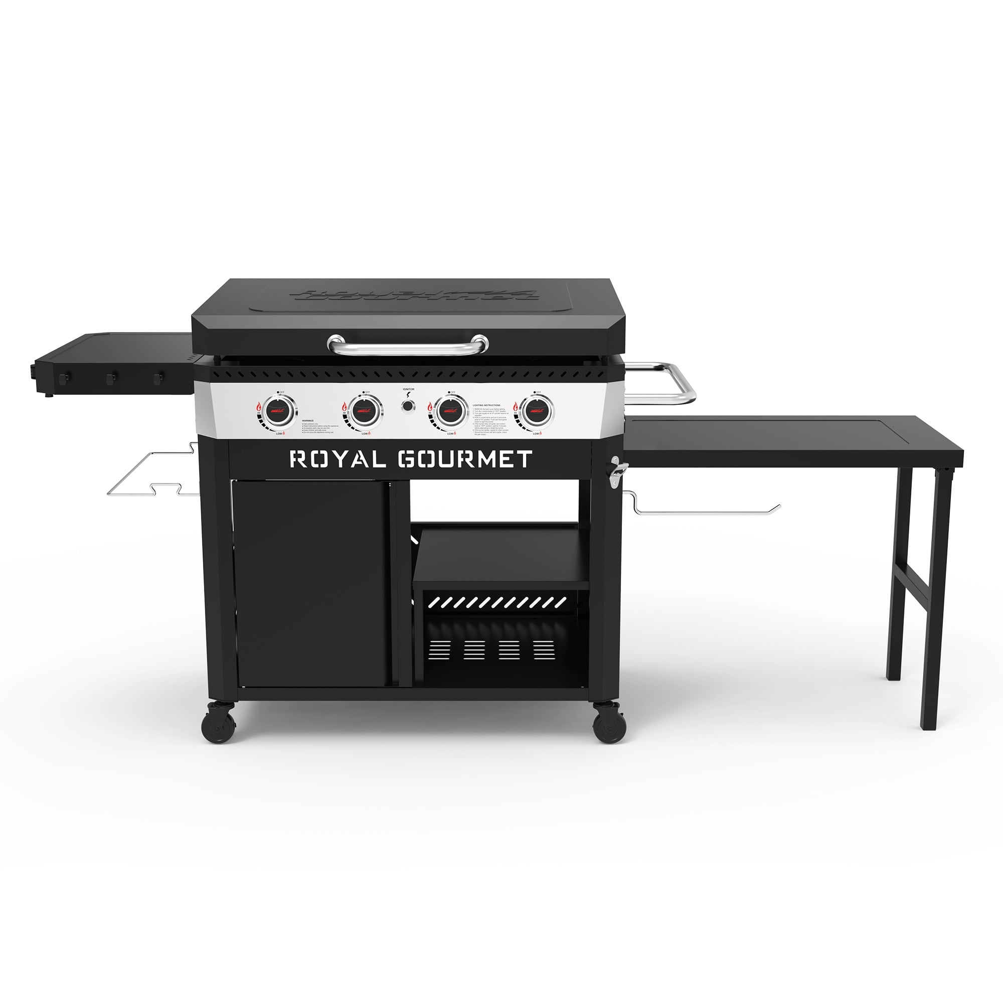 Royal Gourmet GB4008T 4-Burner Gas Griddle with Hood and Cabinet (Black, 34-inch) 2vwar