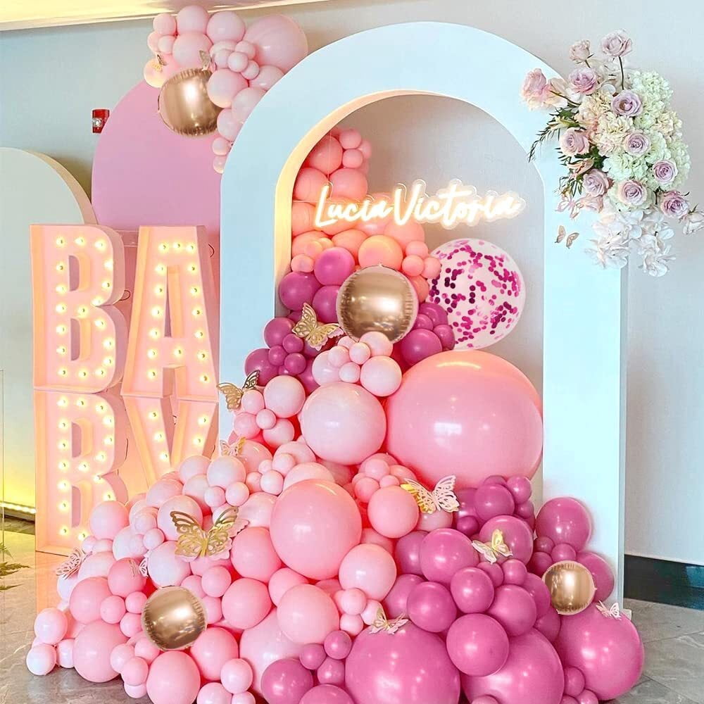 MMTX Pink Balloon Garland Arch Kit with Confetti and Rose Gold 4D Balloons for Party Decorations (86 Piece Set) en75q