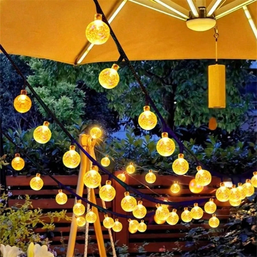 Slssqhz LED Solar String Lights Outdoor Crystal Ball Decorative Lighting (Multi-Color, 100 LEDs, 32.8 ft) pc13p