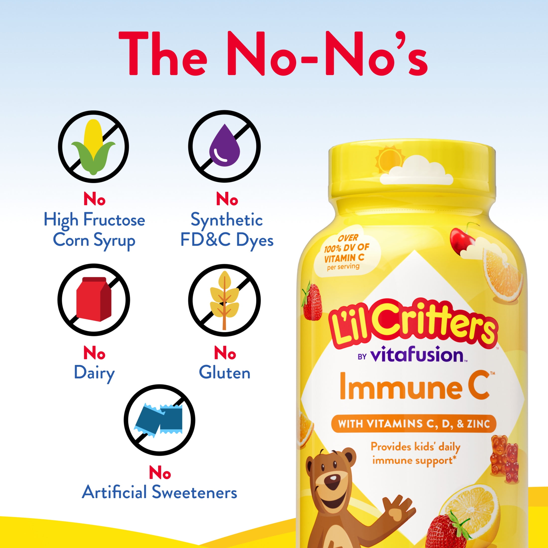 L'il Critters Immune C Kids Gummy Vitamins Supplement with Zinc and Vitamin D (Fruit Flavored, 190 Count) ioqig