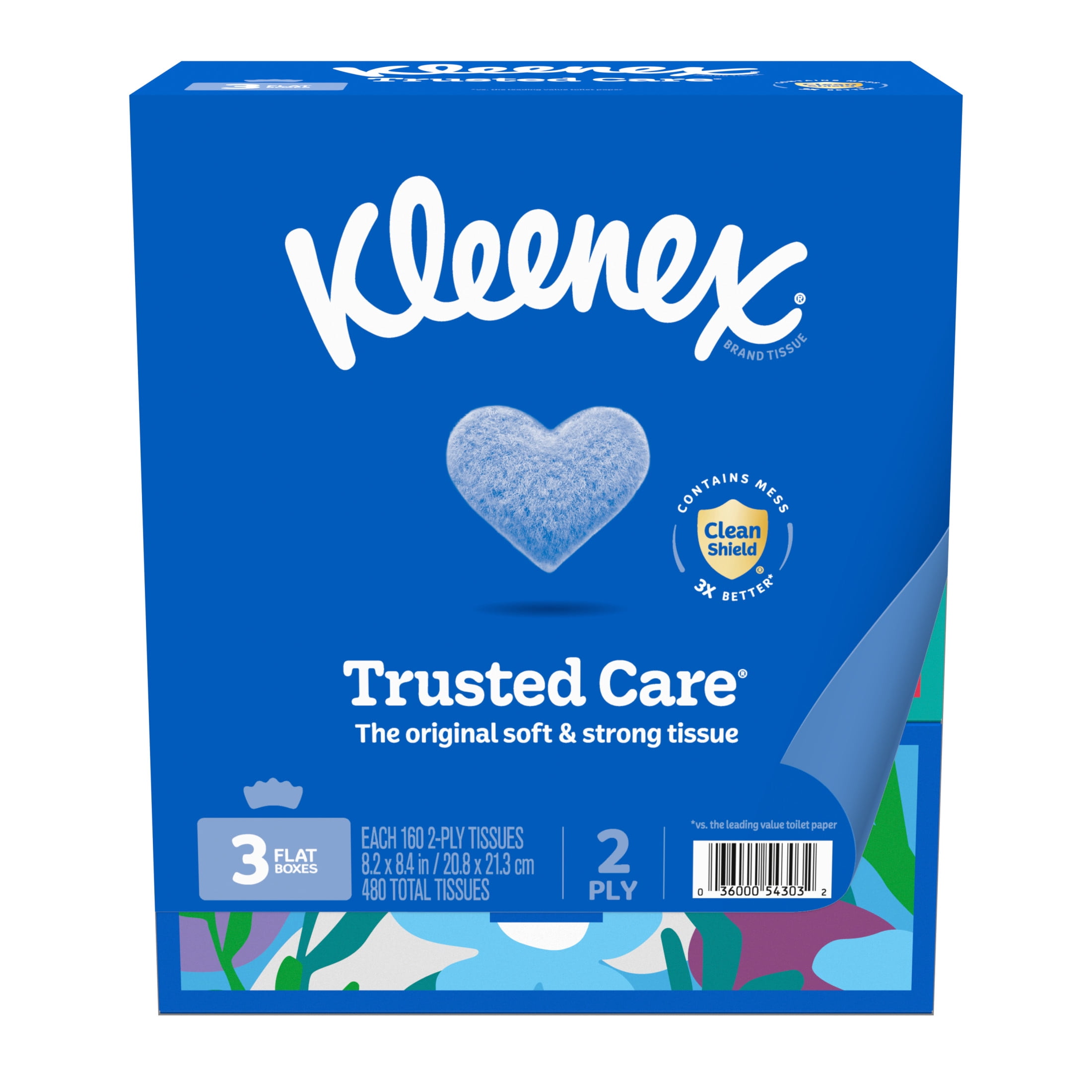 Kleenex Trusted Care 2-Ply Facial Tissues (White, 3 Pack, 480 Total Tissues) r6kpj