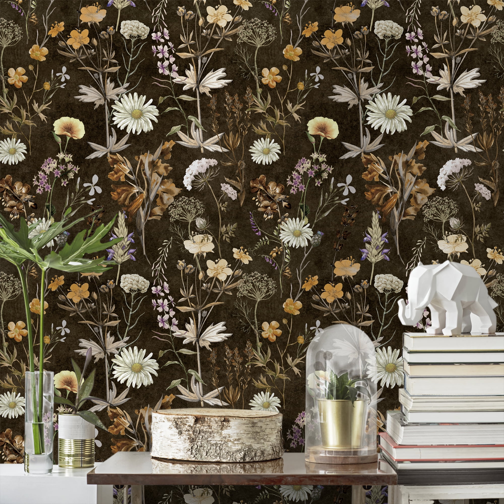 UMIGGEE Floral Retro Peel and Stick Wallpaper, Removable Self-Adhesive Wall Covering for Furniture and Home Decor (Multi-color, 17.3-in x 118-in) zqkdc