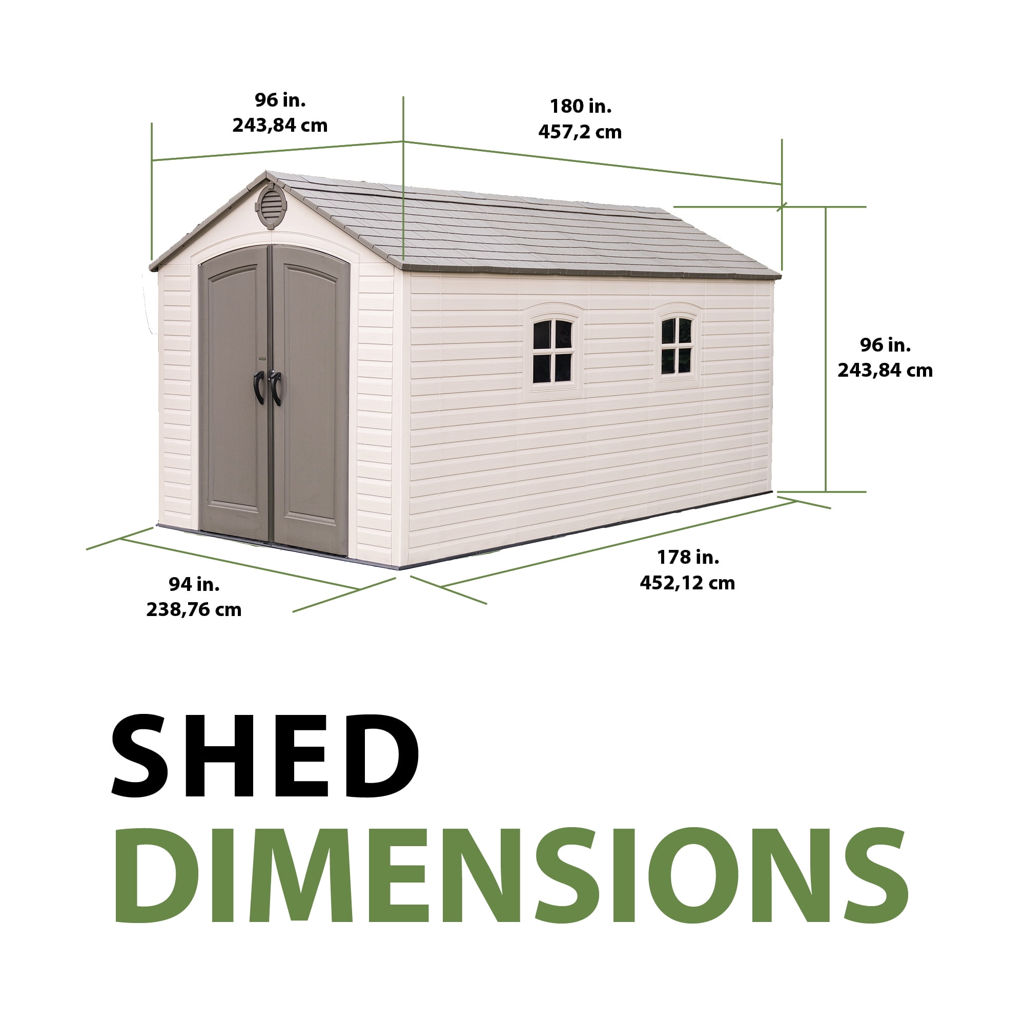 LIFETIME Outdoor Storage Shed, Heavy-Duty Weather-Resistant Polyethylene, Lockable Doors (Tan and Brown, 8 ft x 15 ft) 11so5