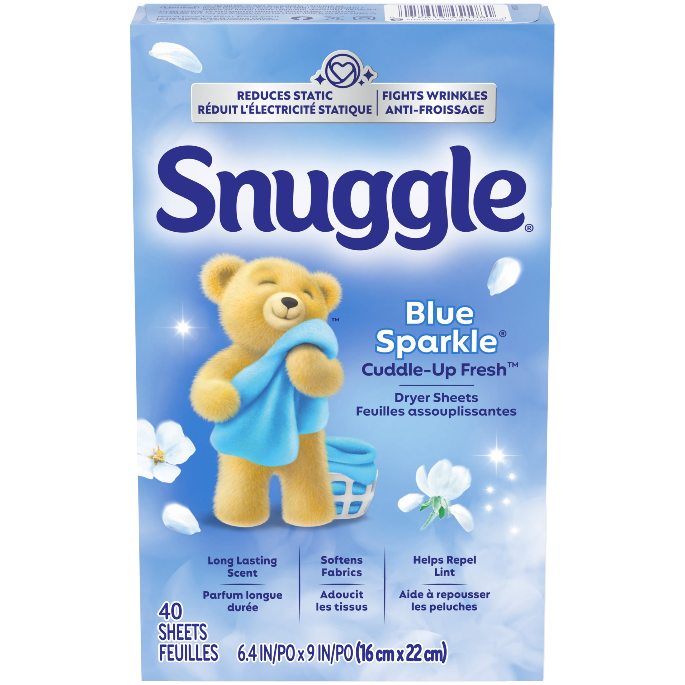 Snuggle Blue Sparkle Cuddle Up Fresh Dryer Sheets (Blue, 40 Count) gd6fv