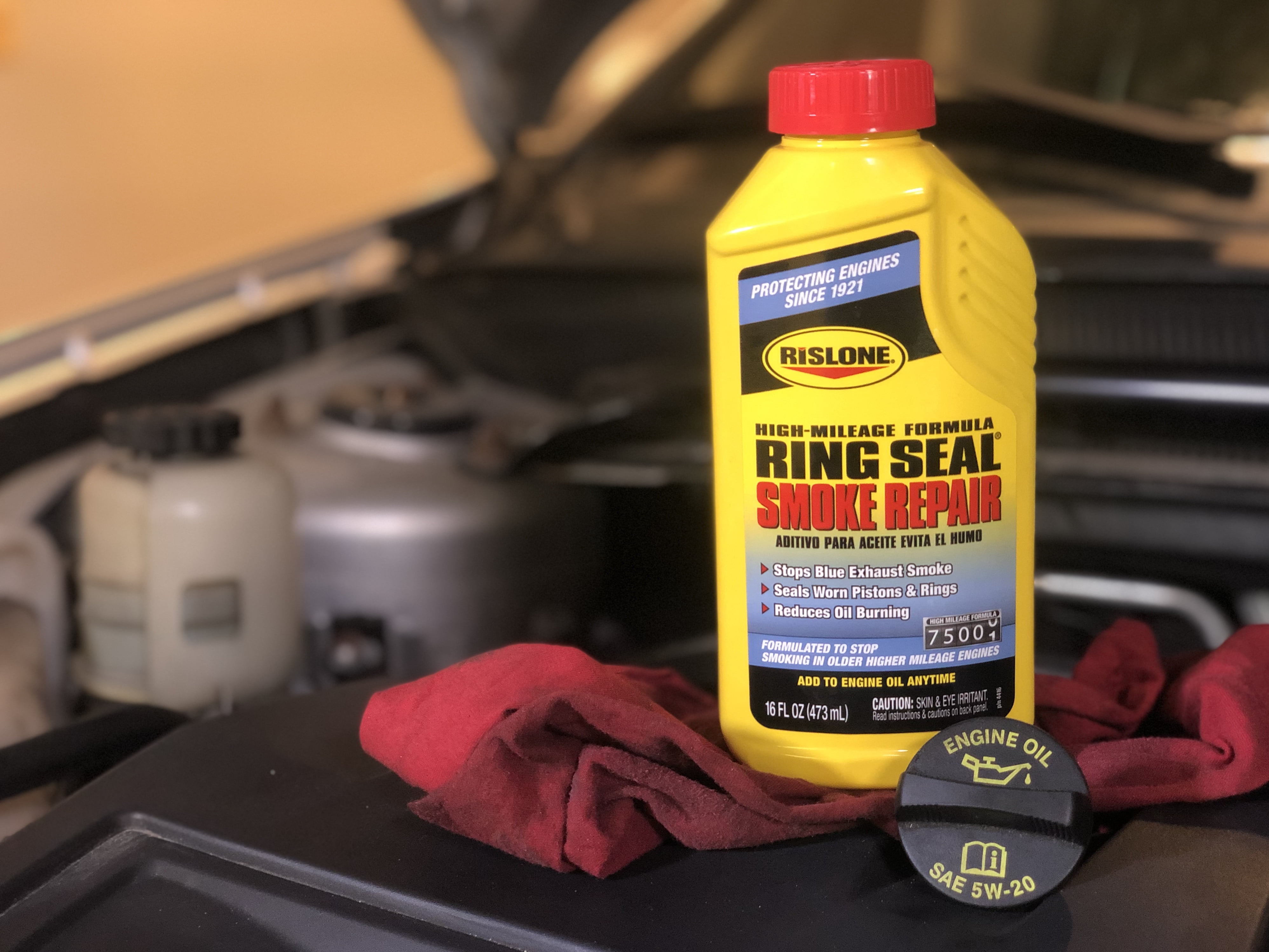Rislone High Mileage Ring Seal Smoke Repair Automotive Oil Additive (16 oz) mt8b1