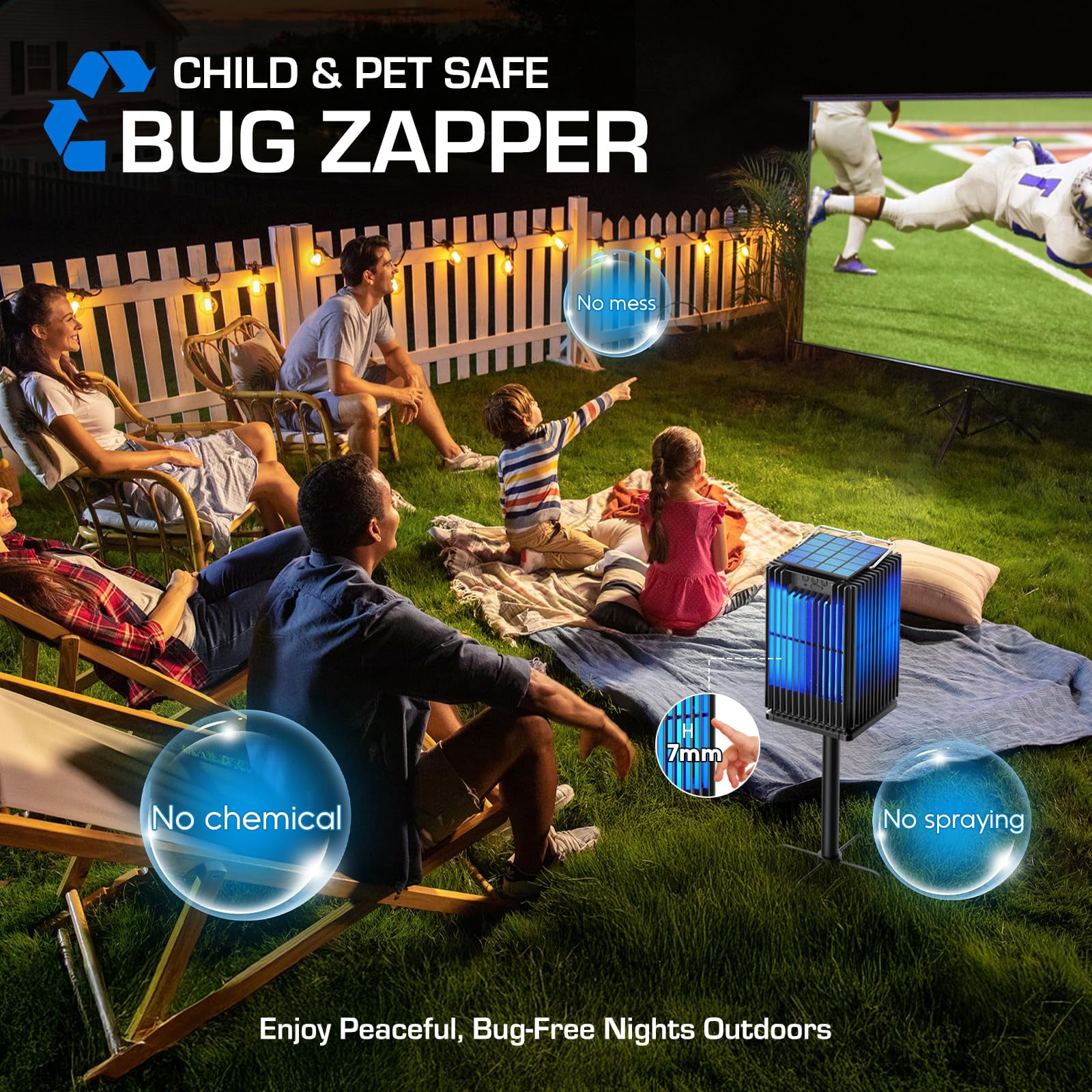Aenkyo Solar Bug Zapper Outdoor Electric Mosquito Killer Lamp (Black, 2100 sq ft) 2n1y2