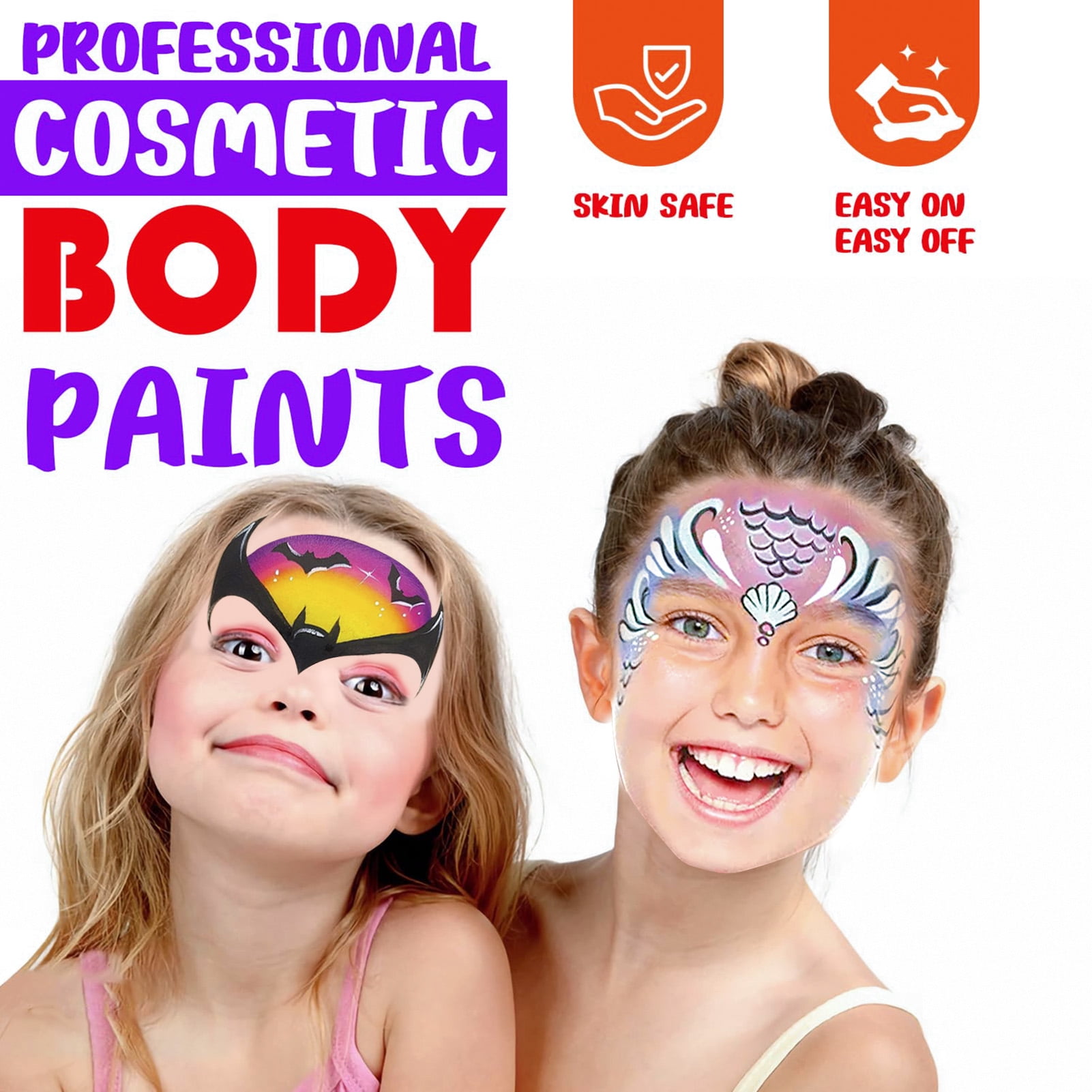 CandWuom Professional Face Painting Kit, Water Activated Paint Set with Brushes, Stencils, and Gems (42 Colors) njwol