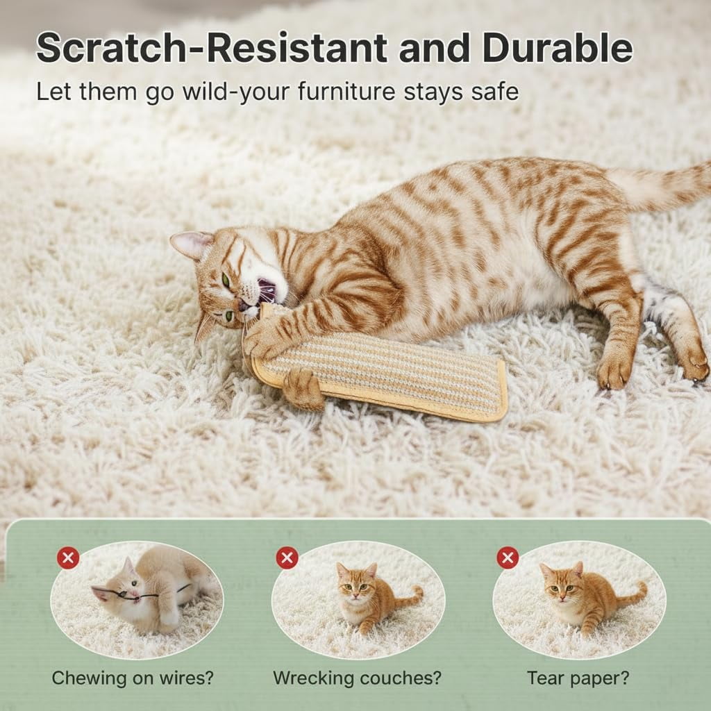 Alausala Catnip Kicker Toys for Indoor Cats, Durable Sisal Scratching Pad and Teething Toy (2 Pack, 13.4 in x 3.7 in) u94k0