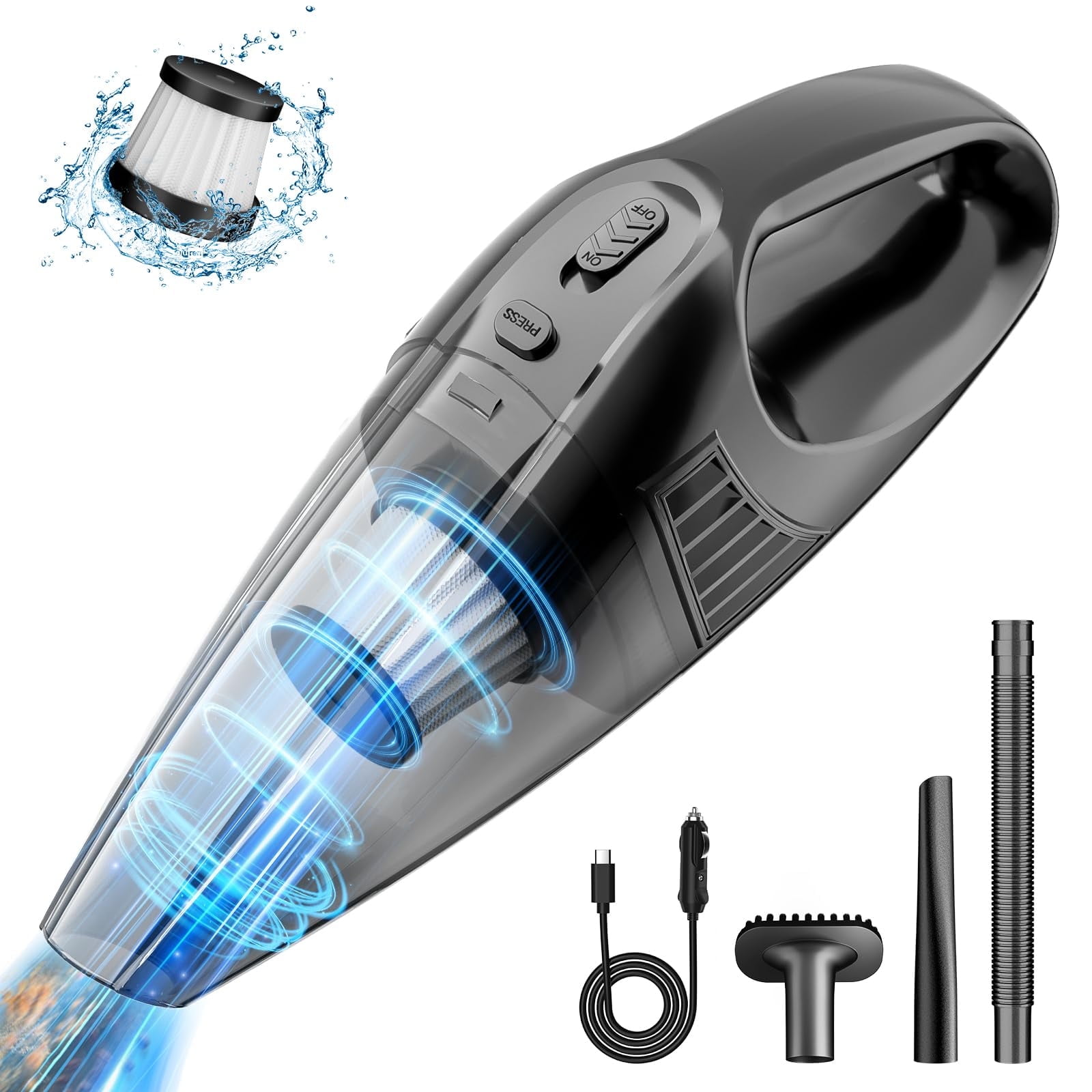 Generic Handheld Cordless Vacuum Cleaner Portable Rechargeable Car Interior Duster (Black, 11.5 fl oz) dtlc3