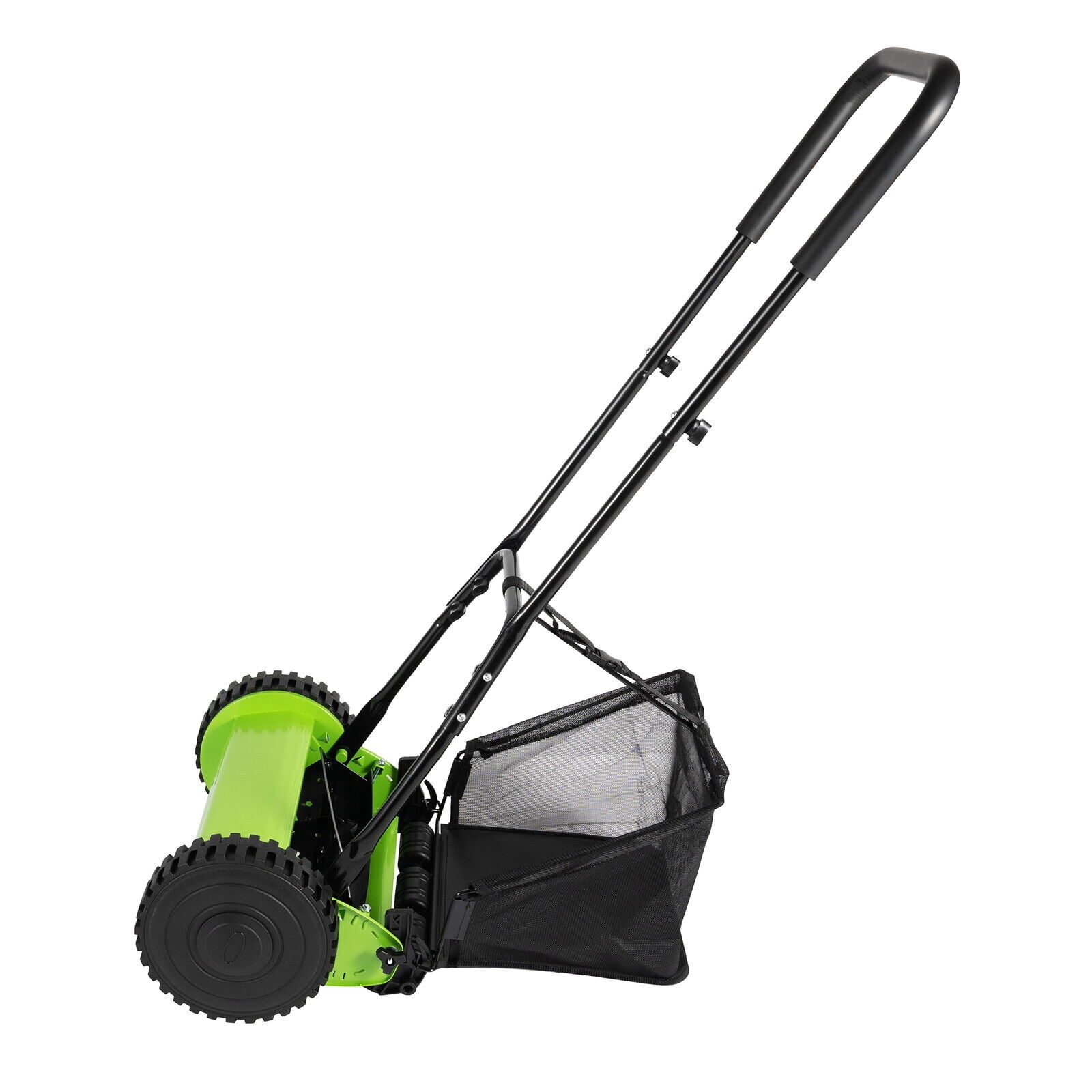 Generic Hand Push Reel Lawn Mower with Grass Catcher and Adjustable Cutting Height (Green, 12 in) alwo9