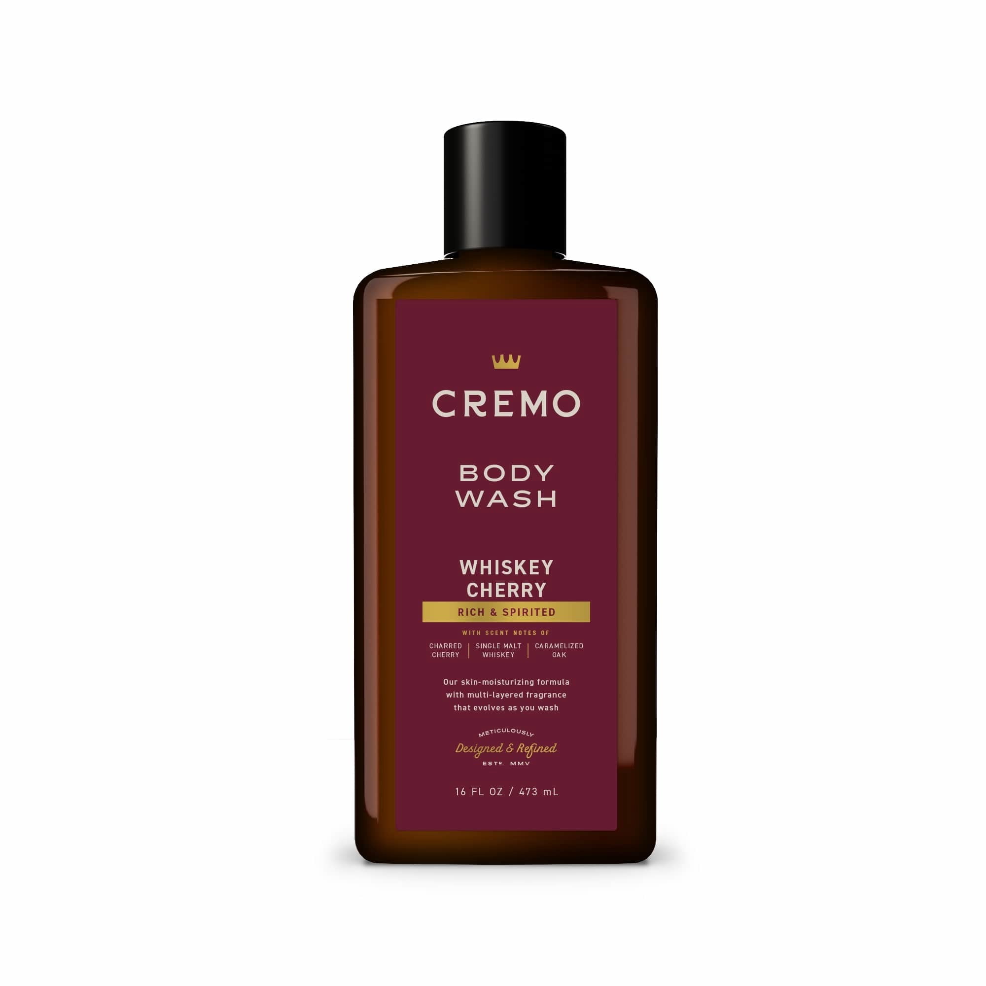 Cremo Men's Body Wash, Whiskey Cherry Scent, Moisturizing Formula (16 fl oz) m43e9