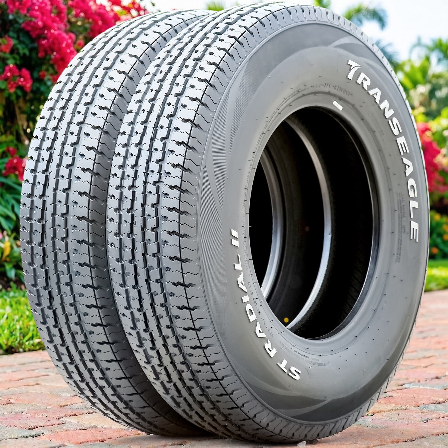 Transeagle ST Radial II Steel Belted Trailer Tires (ST205/75R15, 8 Ply, Set of 4) 8x6zf