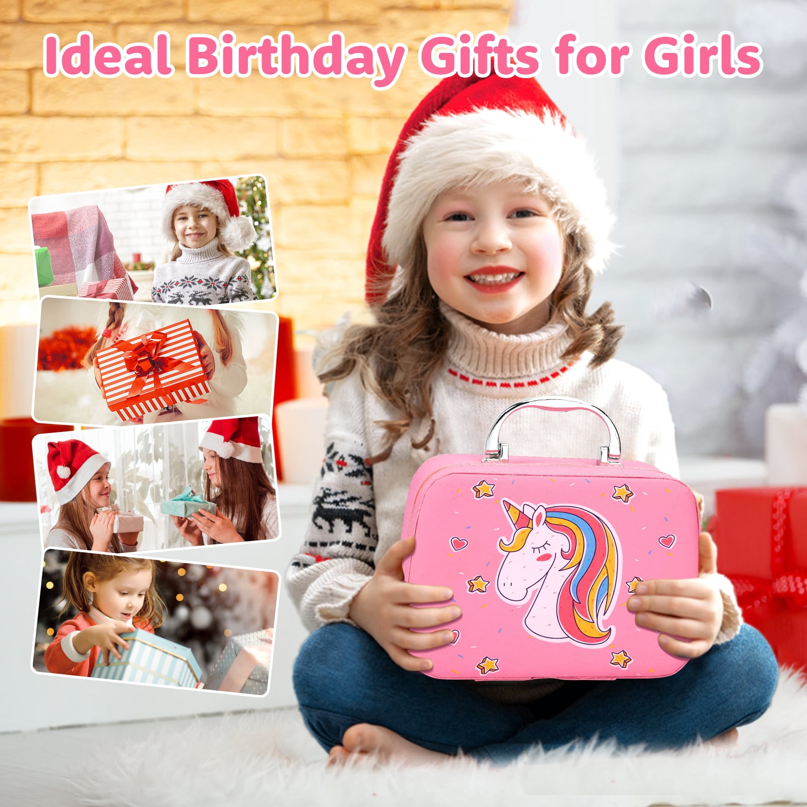 Sendida Washable Kids Makeup Kit for Girls, Pretend Play Cosmetic Set with Makeup Bag (25 Pieces) 6ltc7