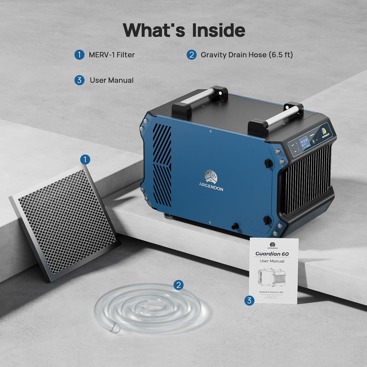 Argendon Commercial Dehumidifier for Crawl Space and Basement with Drain Hose (Blue, 145 Pints) ip0t3