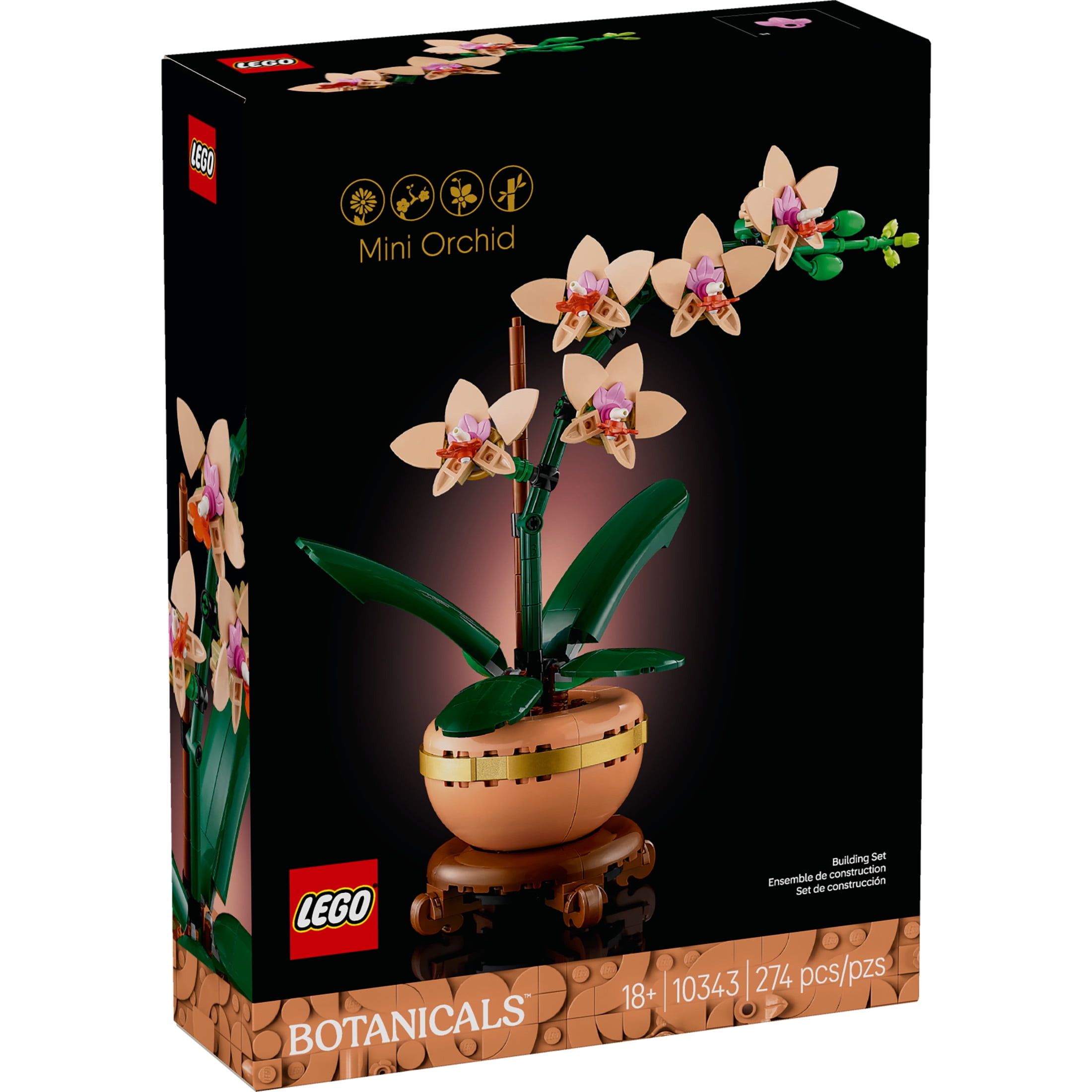 LEGO Botanicals Mini Orchid Building Set, Artificial Flower Plant Decor for Home and Office (274 Pieces, 10 in. Tall) b9x0p