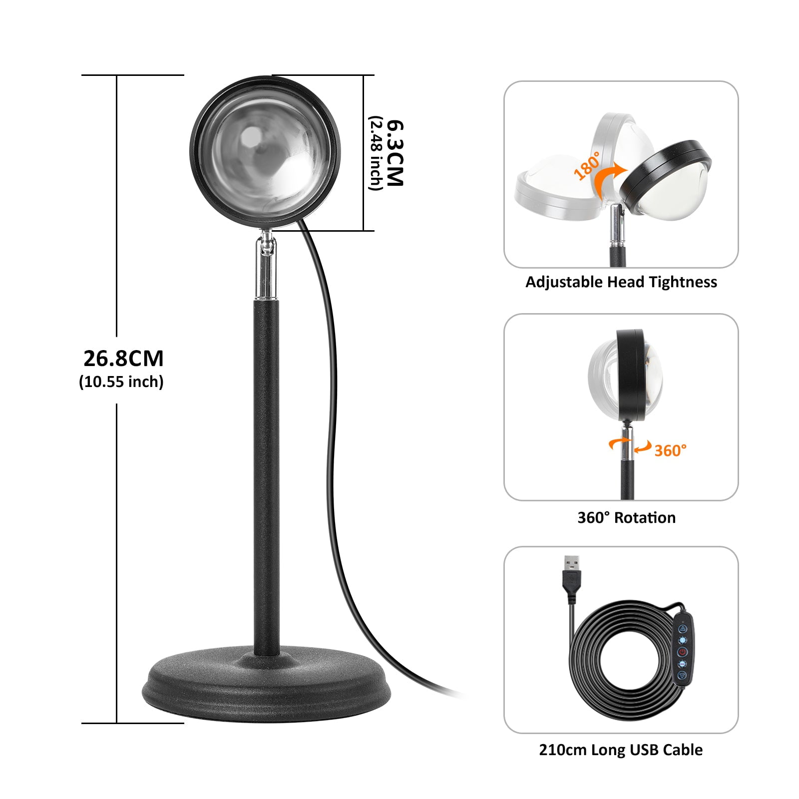 Cpeelsdo Sunset Lamp, RGB Color Changing LED Projector Light with App Control (Multicolor, 1 Pack) dv0nx