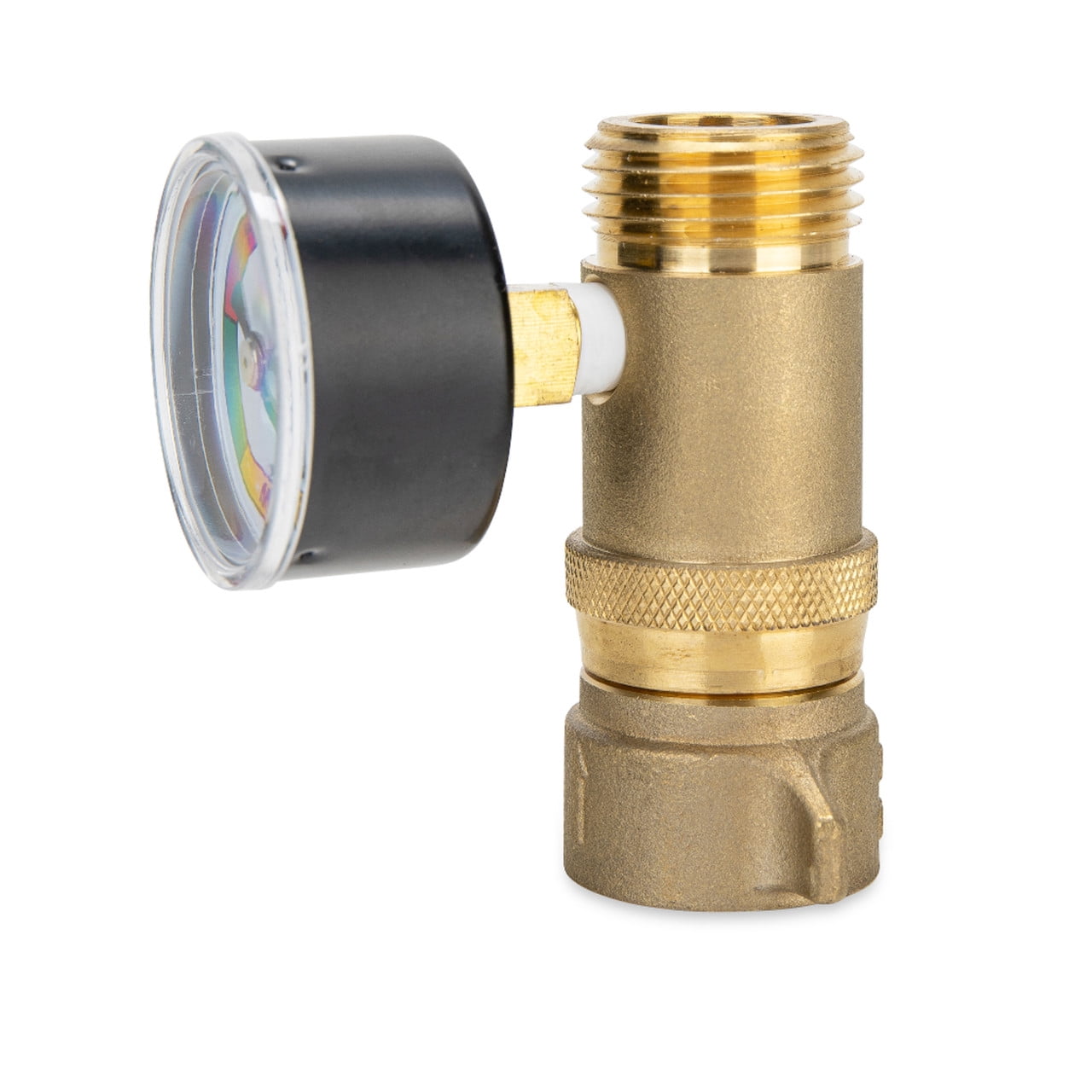 Camco RV Water Pressure Regulator with Gauge (Brass, 0.75 in) nb7sy