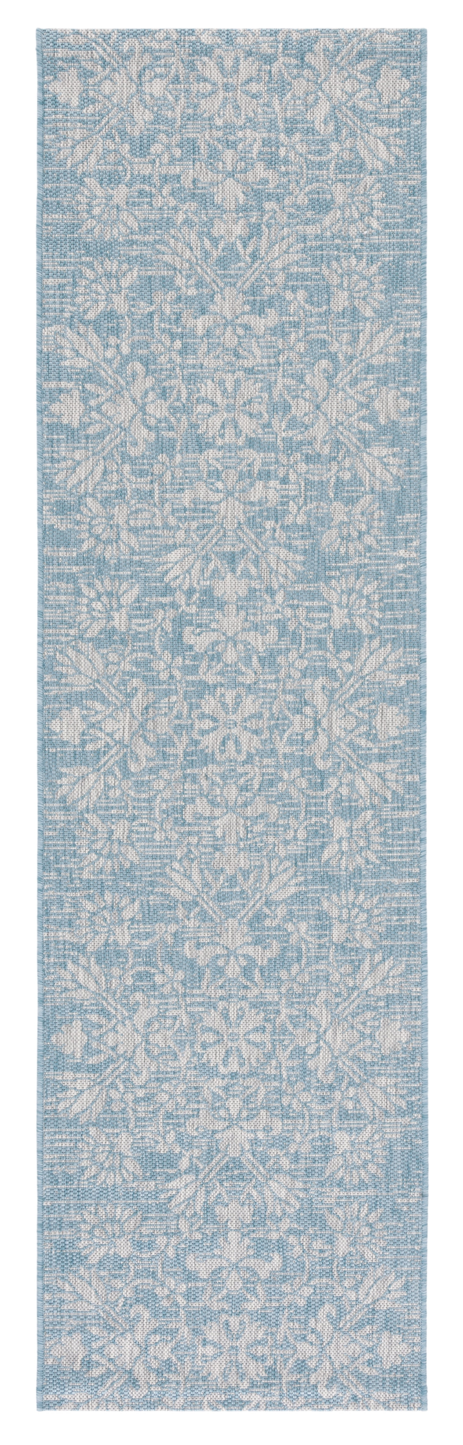 Safavieh Courtyard Nina Floral Indoor/Outdoor Runner Rug (Aqua/Grey, 2.25 ft x 8 ft) ljj2x