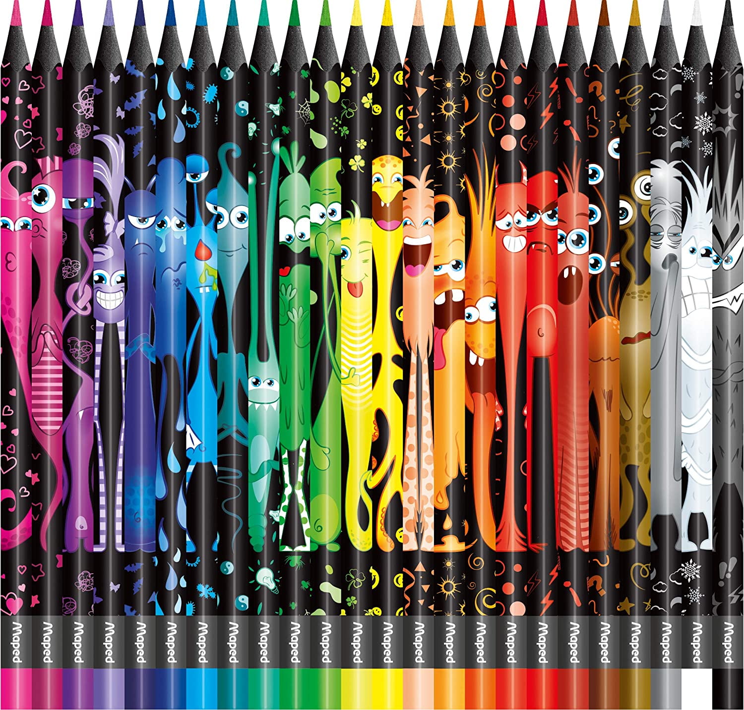 Maped Color'Peps Monster Coloring Pencils, Triangular Grip, Break-Resistant Resin Lead (24 Count) zx5j9
