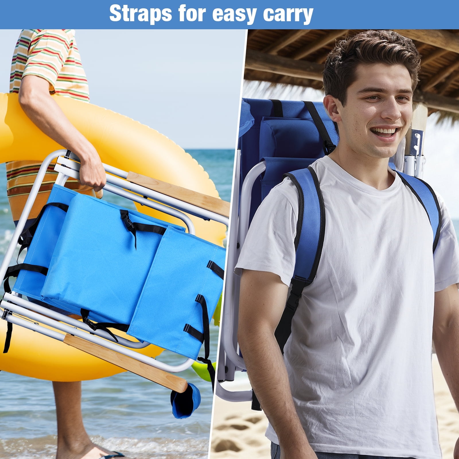 Ktaxon Portable Folding Beach Chair (Blue, 1 Pack) 3csda
