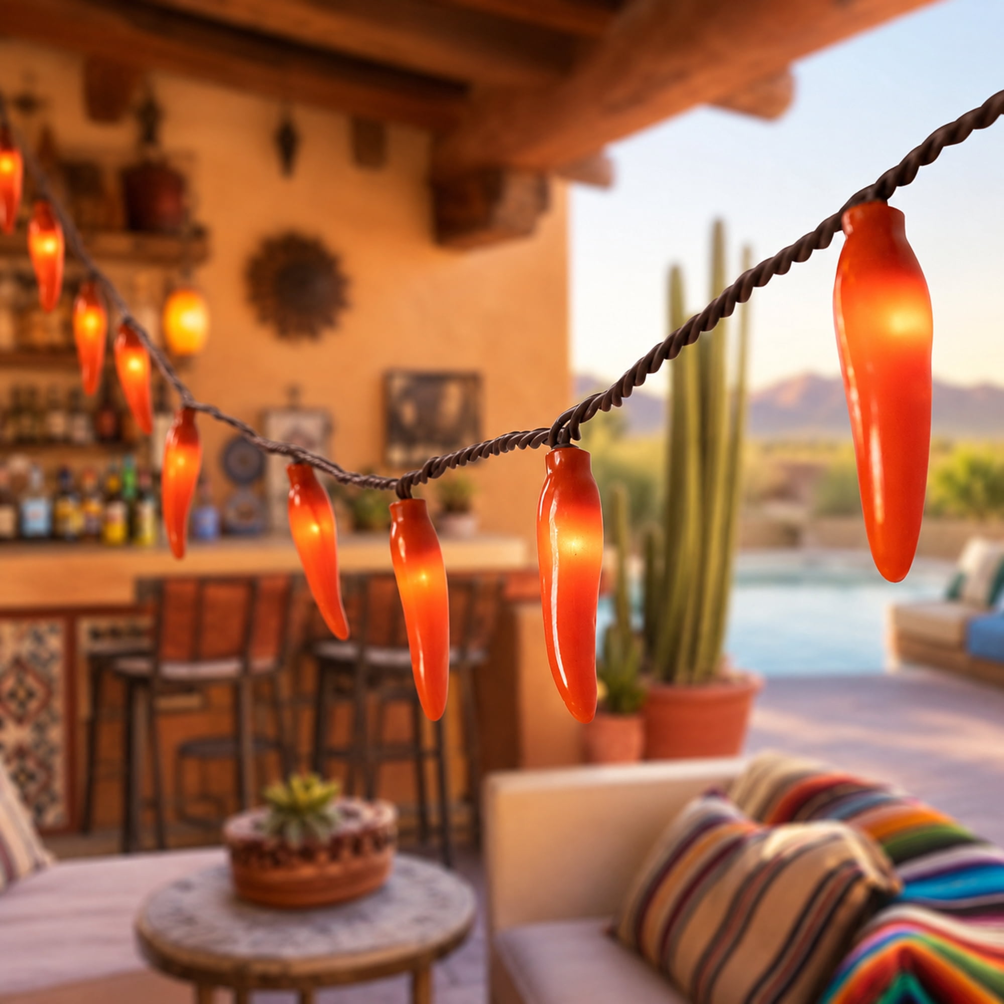 Northlight Chili Pepper String Lights for Indoor Outdoor Patio Decor (Orange, 19.5 ft, 35 ct) yh5d1