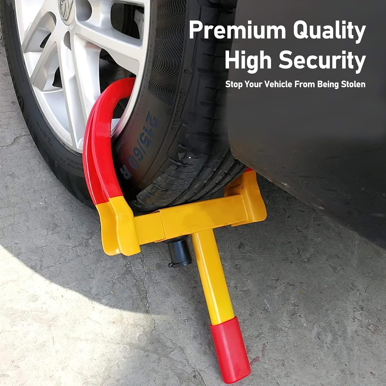 FATFOX Heavy Duty Wheel Clamp Lock, Universal Anti-Theft Security Tire Clamp for Trailers and SUVs (Yellow, 7-11 in Width) c5k9l