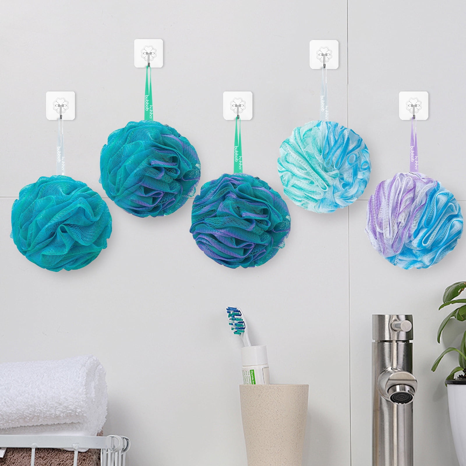 Bubbob Bath Loofah Sponges Exfoliating Shower Scrubbers (Gradient, 5-Pack) 1106h