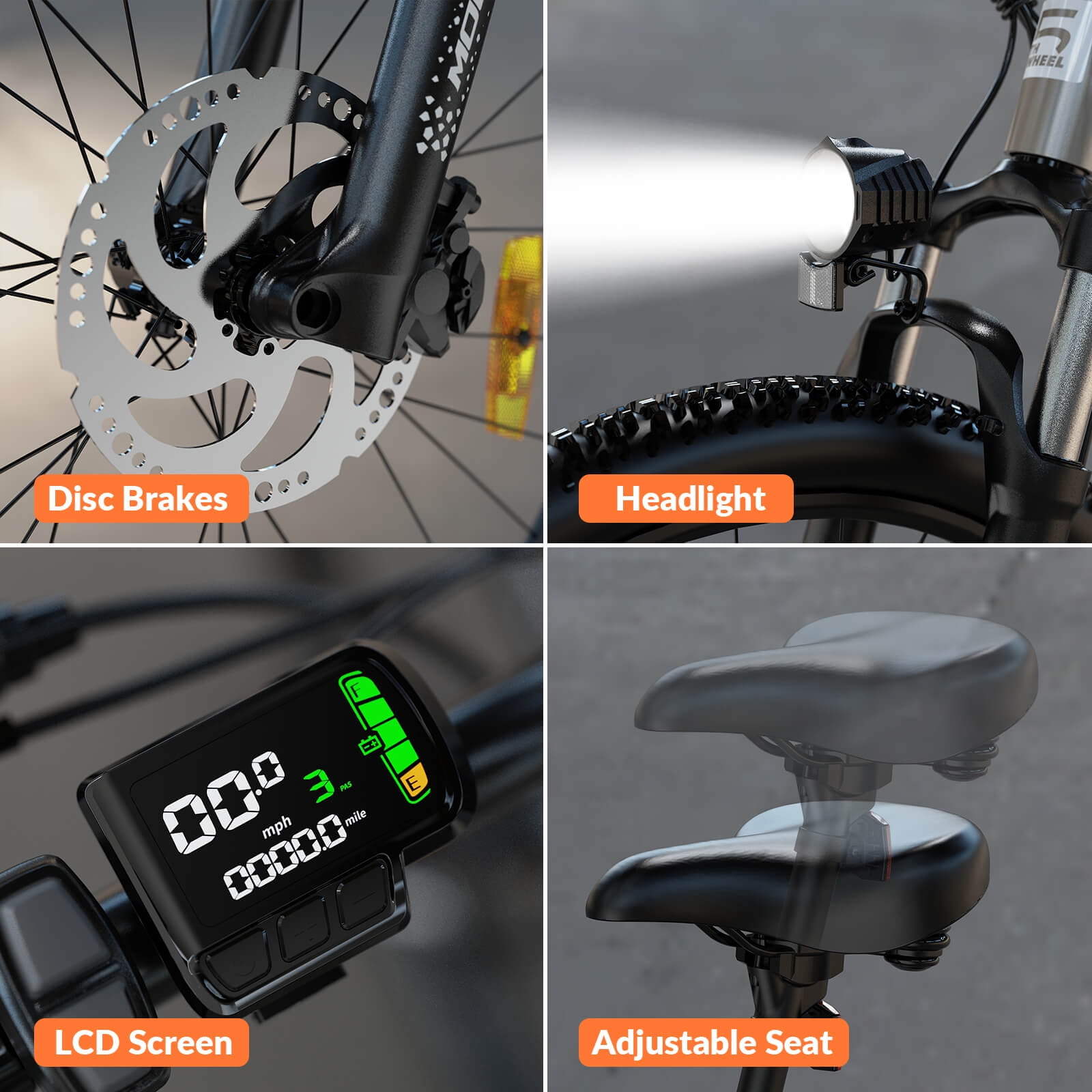 5TH WHEEL WLB17 Electric Bike for Adults, 500W Peak Motor with 36V 10.4Ah Removable Battery, 7-Speed Commuter E-Bike (26 in) qkrl8