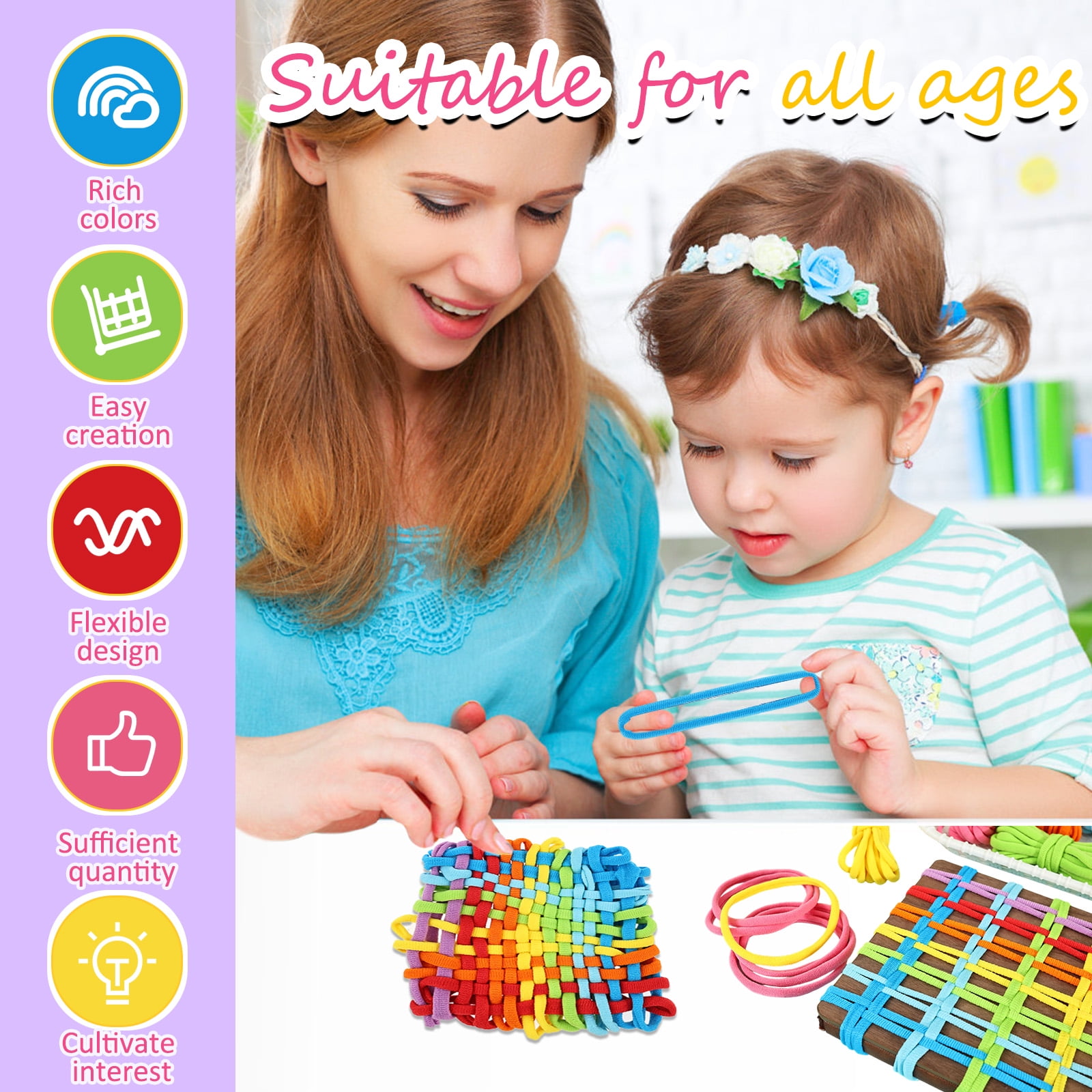 Keyohome Potholder Weaving Loom Refill Loops (800 Pieces, 8 Colors, 7 in) 34a0m