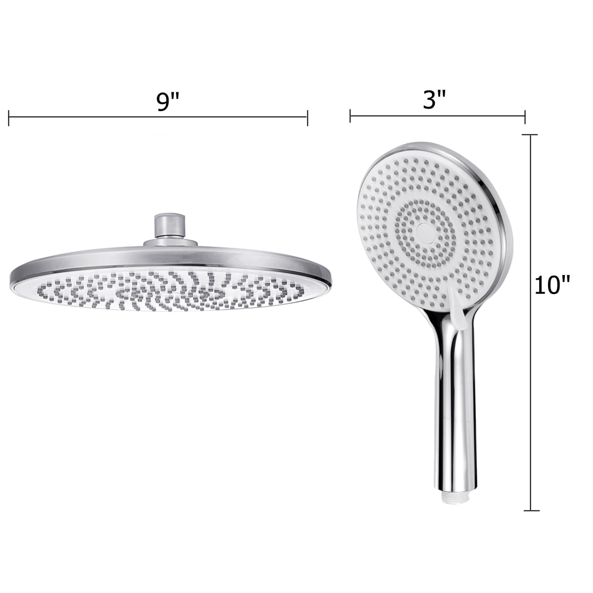 YEERSWAG 9 Inch High Pressure Rainfall Shower Head and Handheld Combo (Chrome, 60 in Hose) aoo09