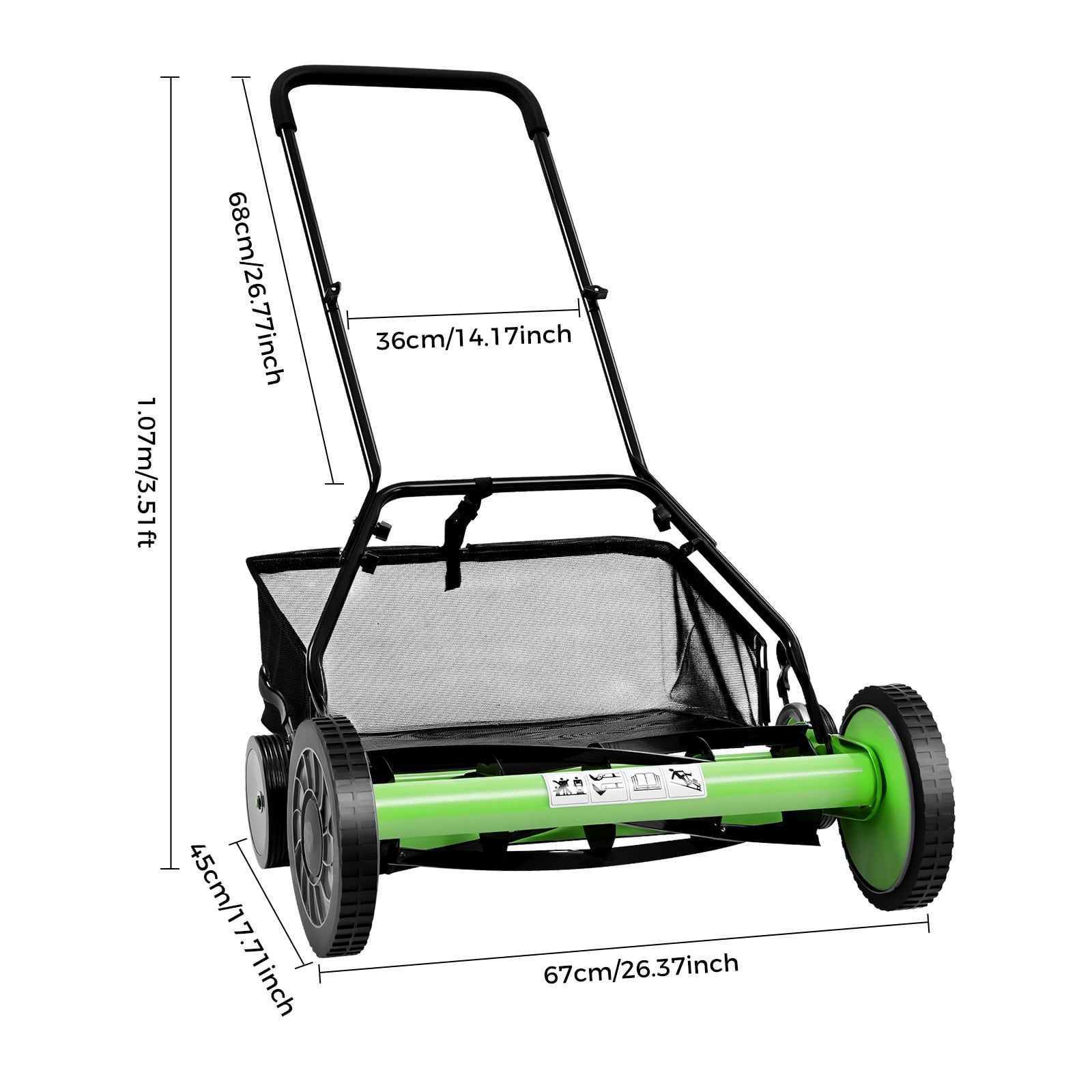 ChicHomey 20-inch Manual Reel Lawn Mower, Adjustable 5-Blade Push Mower for Residential Lawns (Green, 20 in) 5elok