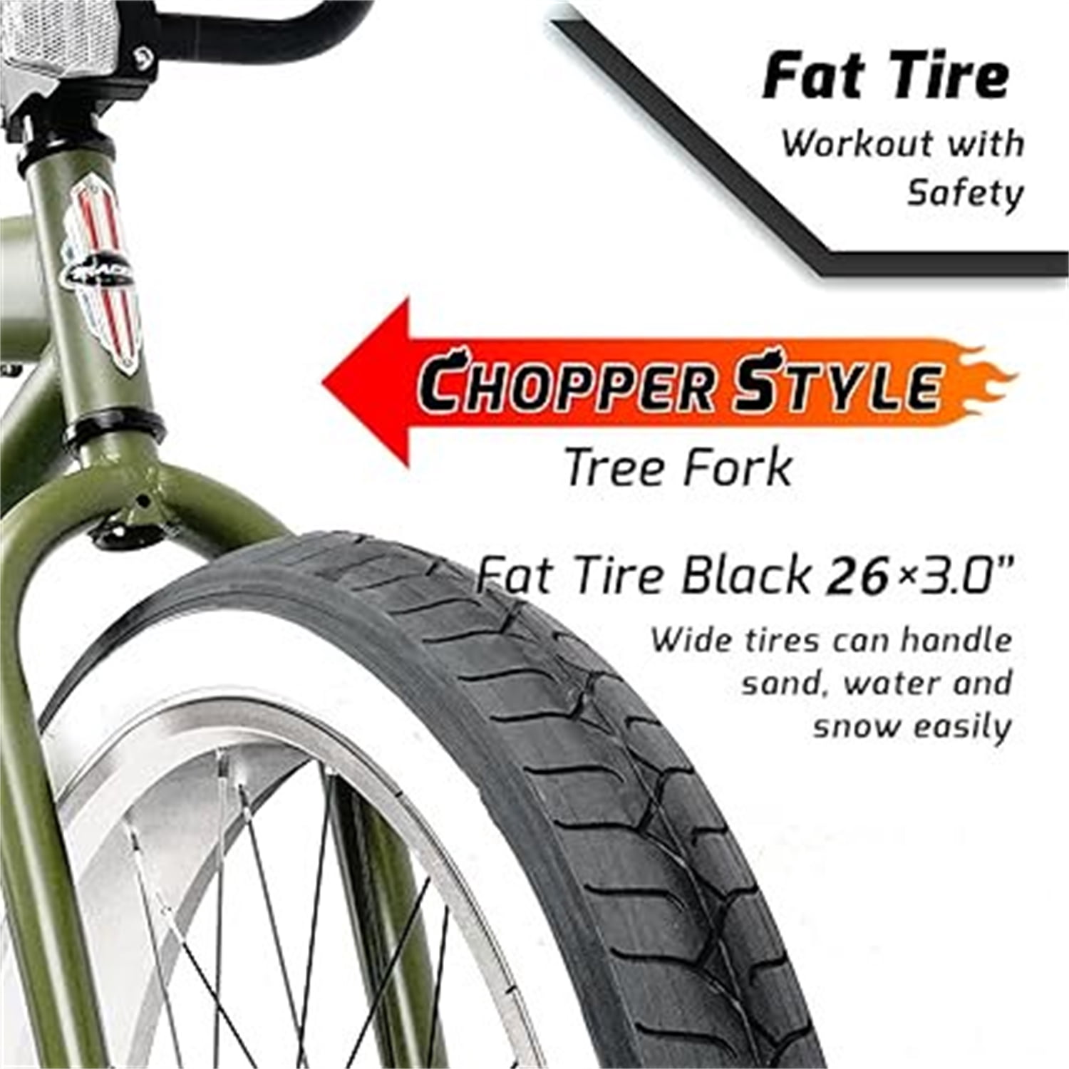 Tracer Bikes Avalon Beach Cruiser Bike, Fat Tire, Single Speed, Coaster Brake, Men's Comfort Bicycle (Matte Green, 26 in) x8lrw