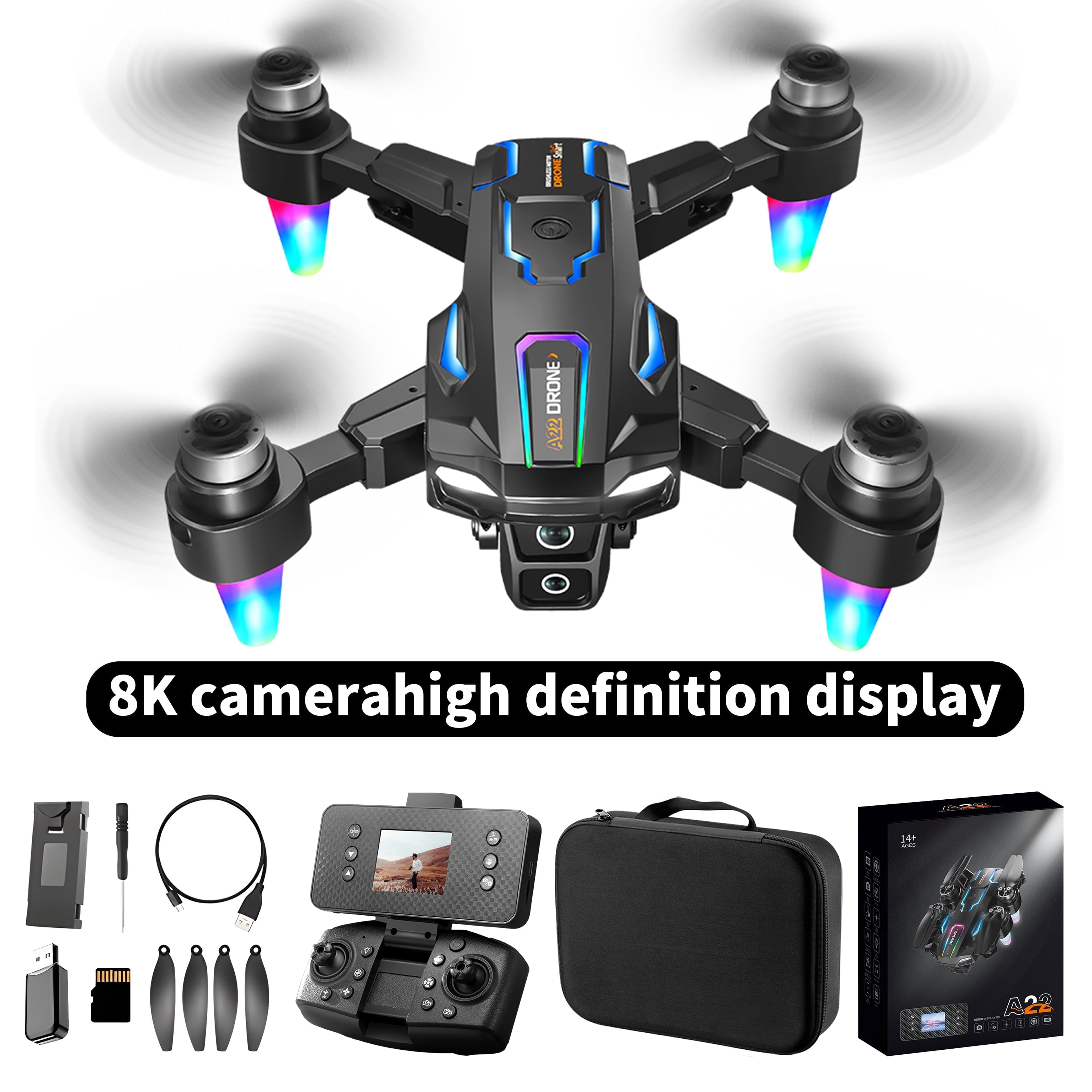 HNZENBW 4K HD Dual Camera Drone with Brushless Motor (Black, Foldable Design) w975r