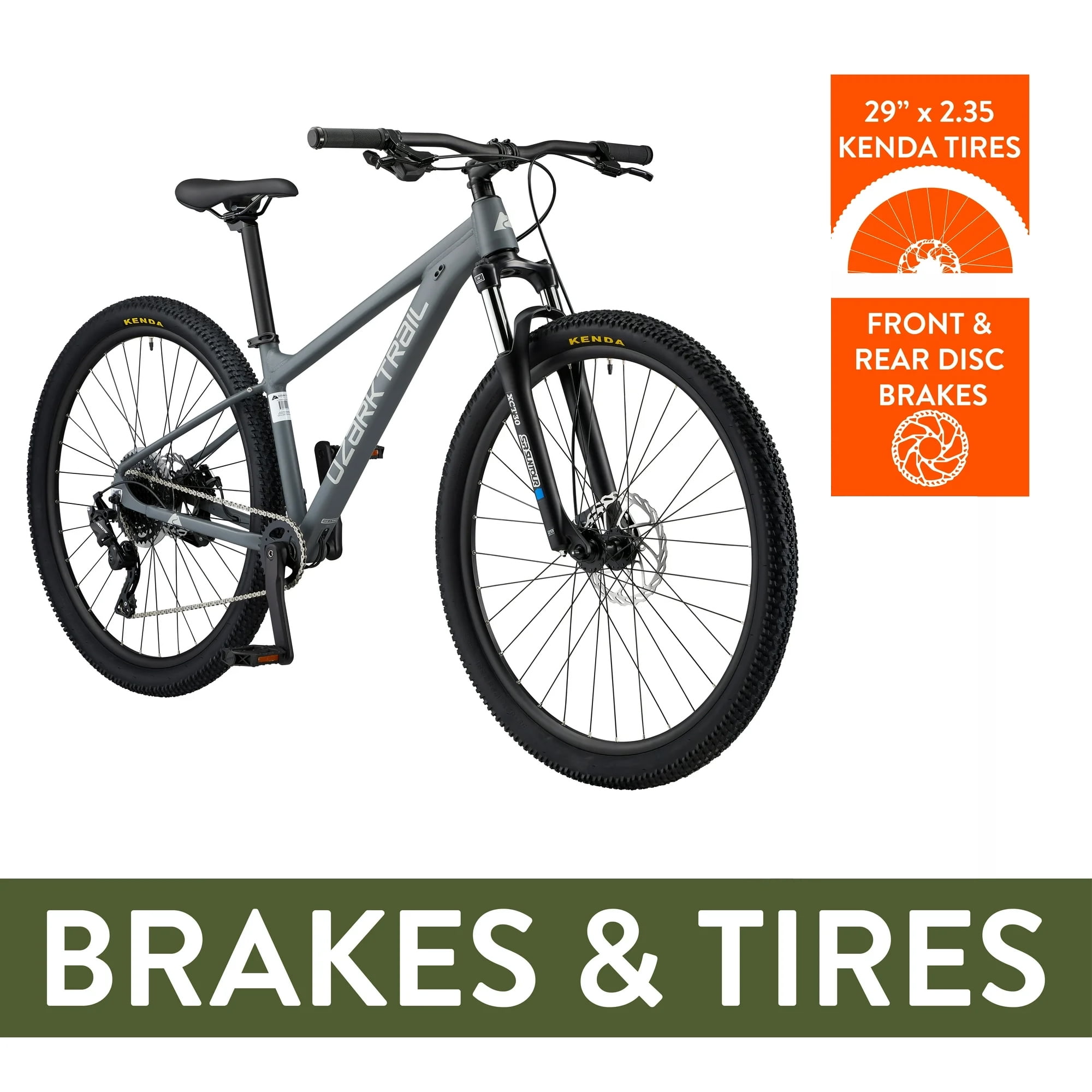 Ozark Trail 29 in M.2 Ridge Mountain Bike, Lightweight Aluminum Frame, Mechanical Disc Brakes (Gray, Small Frame) 1ivwt