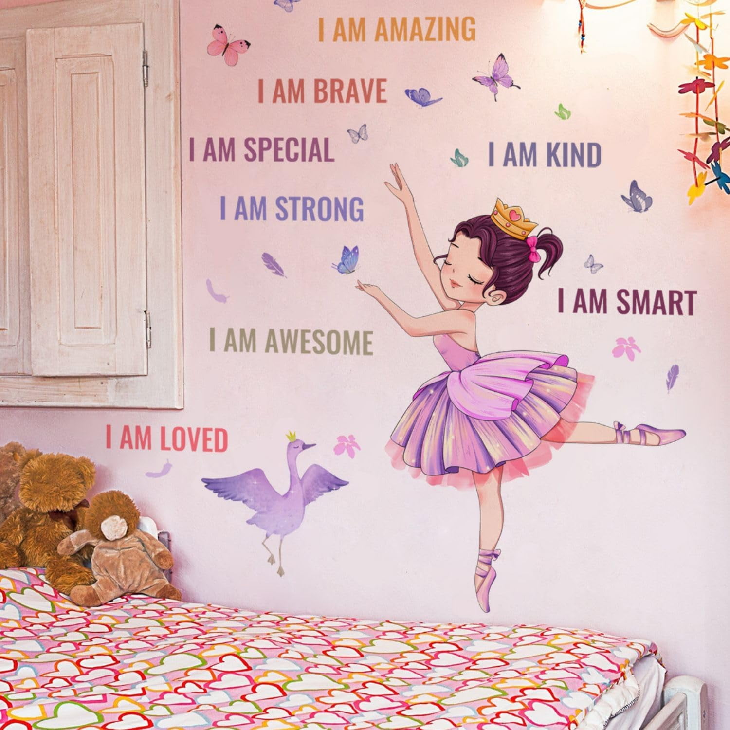 Phogary Ballet Girls Wall Decals Inspirational Princess Bedroom Decor (11.8 in x 35.4 in) hifnl
