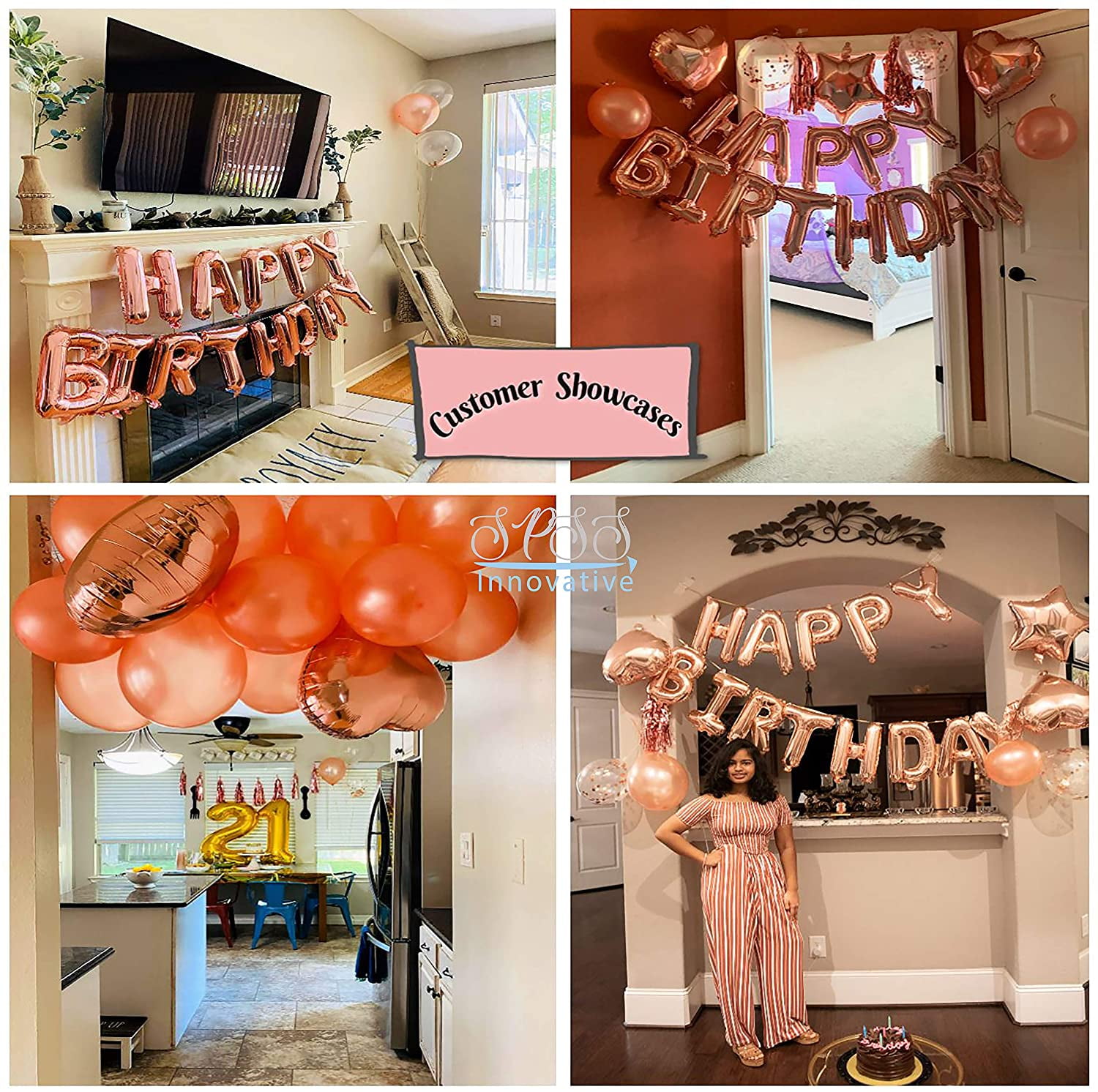 SPSS INNOVATIVE Birthday Decoration Set for Women (Rose Gold, 1 Pack) wr5po