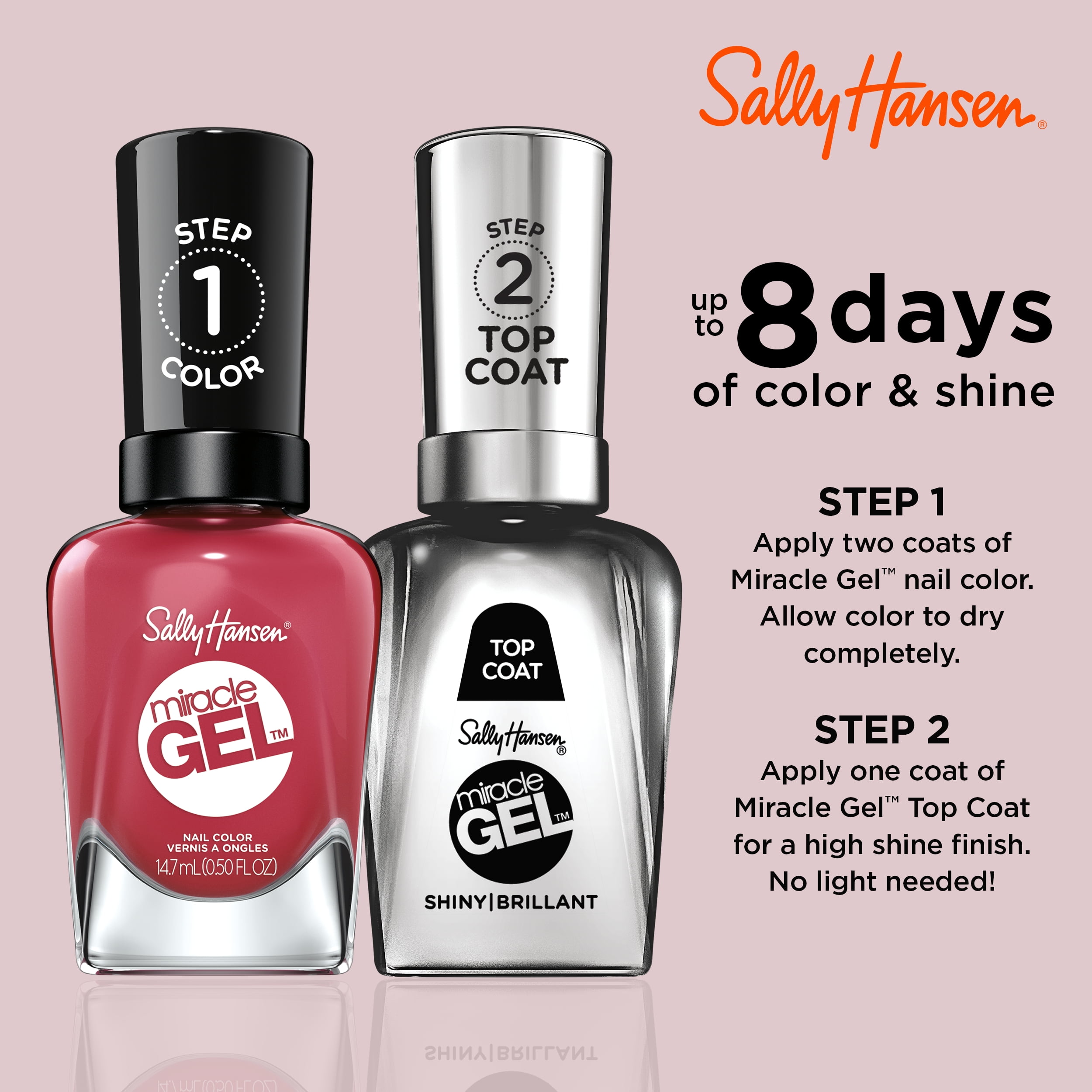 Sally Hansen Miracle Gel Nail Polish, Long-lasting Chip-resistant Formula (Proper P-rose, 0.5 fl oz) 3g2o7