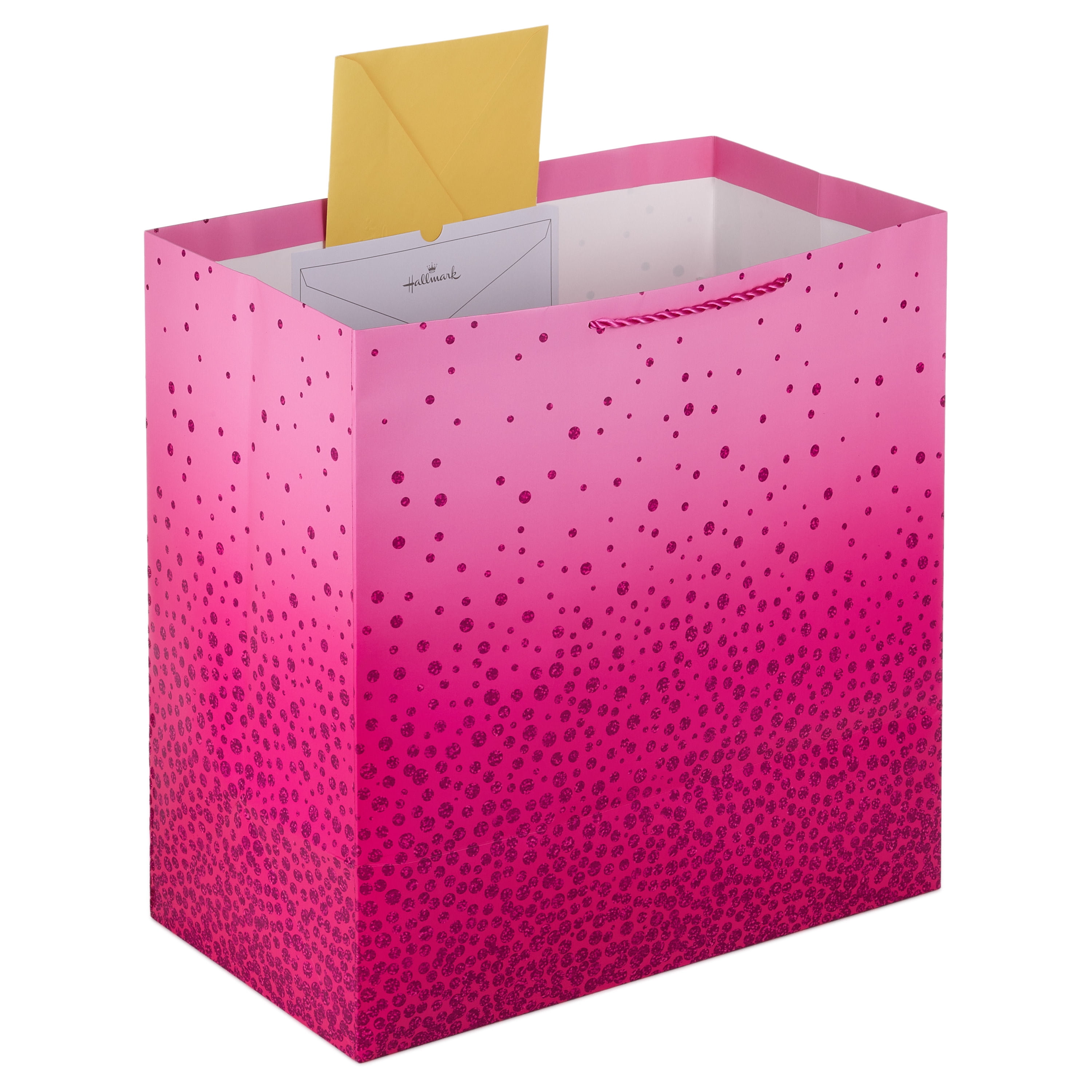 Hallmark Extra-Deep Gift Bag (Pink with Cascading Dots, 14.7 in x 15 in x 8.2 in) iaskx
