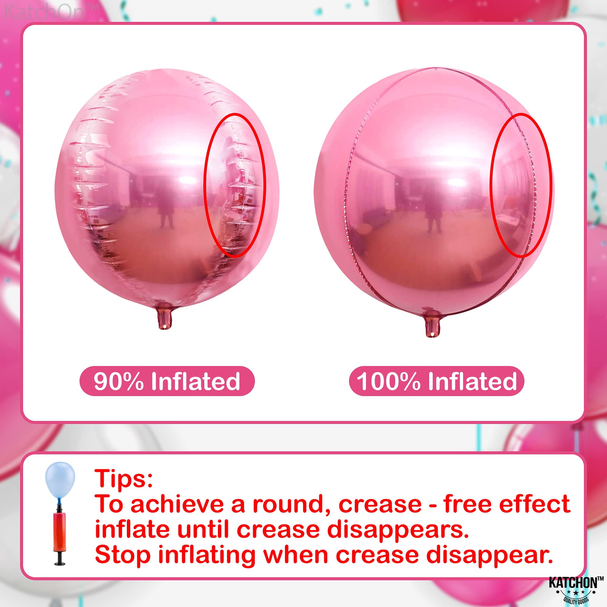 KatchOn Light Pink Foil Balloons, Round Mylar Party Decorations (Light Pink, 22 in, 6 Pack) z6mw7