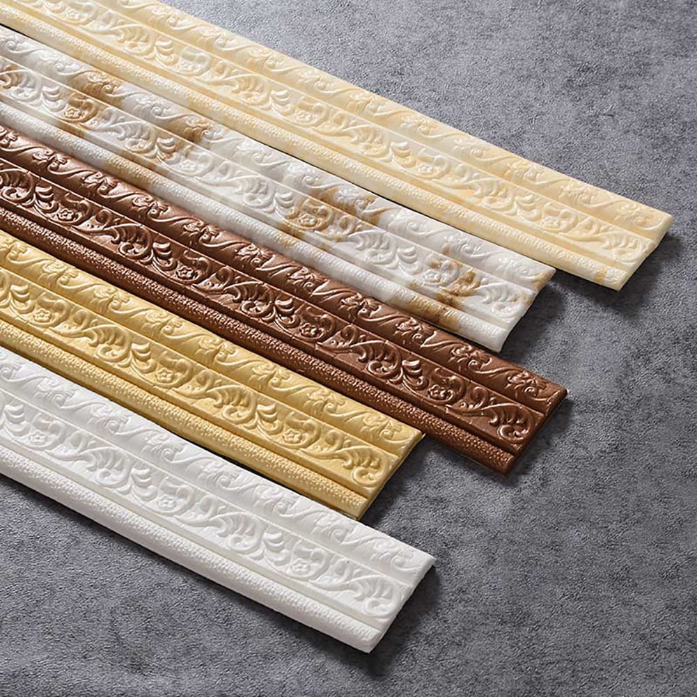 Orchip Self-Adhesive Flexible Foam Molding Trim, Peel and Stick Wall Border for Home Decor (Brown, 3 Rolls, 90 in x 3 in) 5zpha