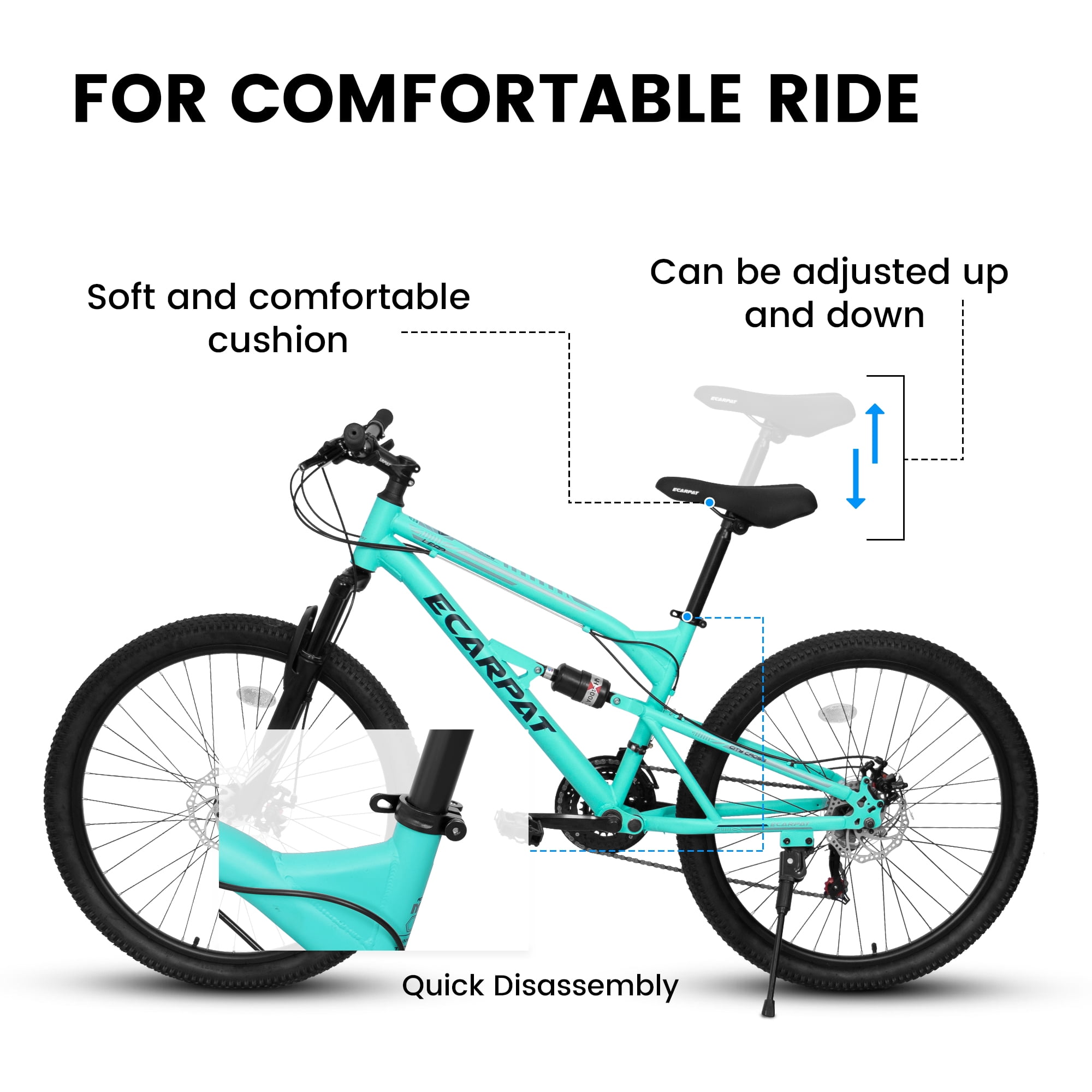 Abrihome 26-Inch Mountain Bike, 21-Speed Steel Frame with Dual Suspension (Blue, 26 in) qvhvm