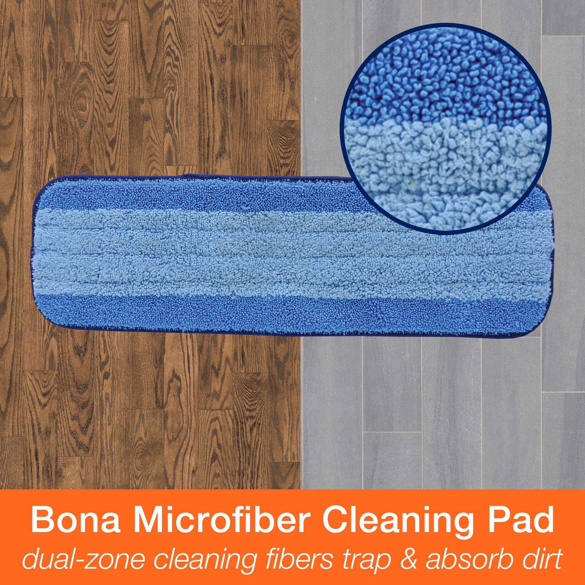 Bona Microfiber Floor Cleaning Pad Set (Blue, 1 Pack) p17le