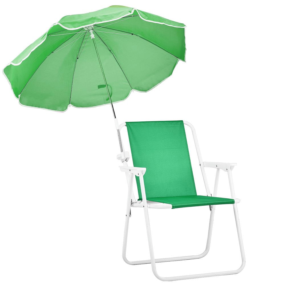 Resenkose Folding Beach Chair with Detachable Umbrella, Portable Outdoor Camping Seat (Green, 265 lb Capacity) bs21h