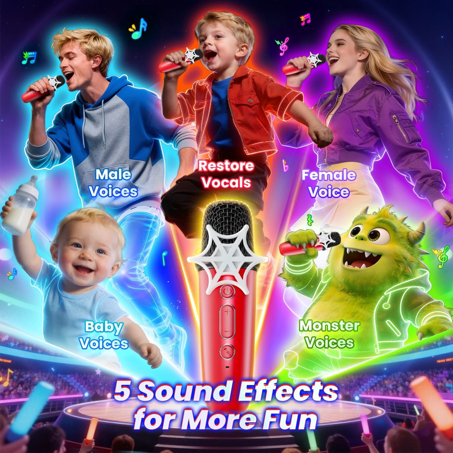 Aogsiyt Mini Karaoke Machine with 2 Wireless Microphones, Portable Bluetooth Speaker for Kids (Red, 1 Pack) vcfox