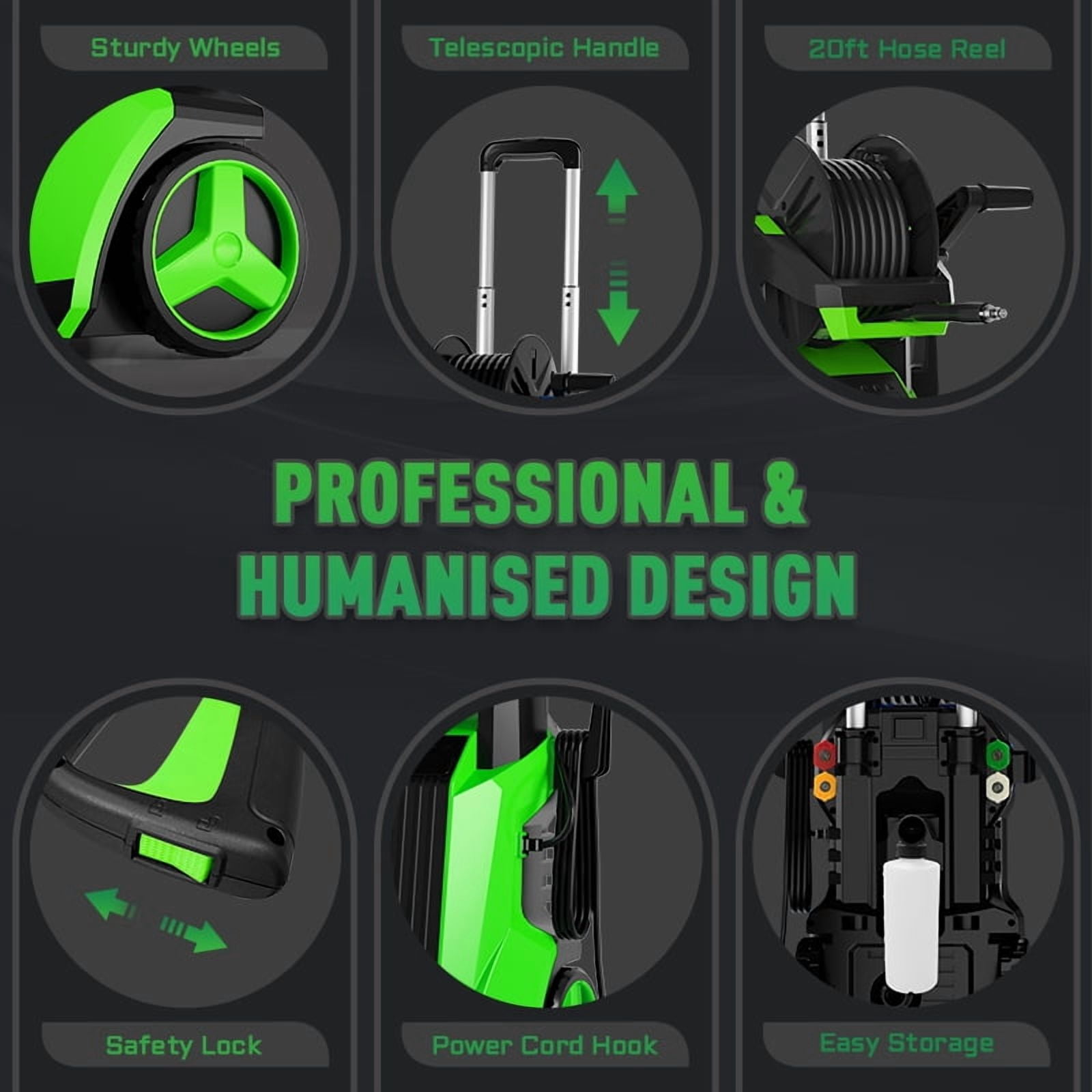 HONGMIN Electric Pressure Washer 4500 PSI 3.0 GPM with Smart Touch Screen and Foam Cannon (Black, 1 Unit) diuq0
