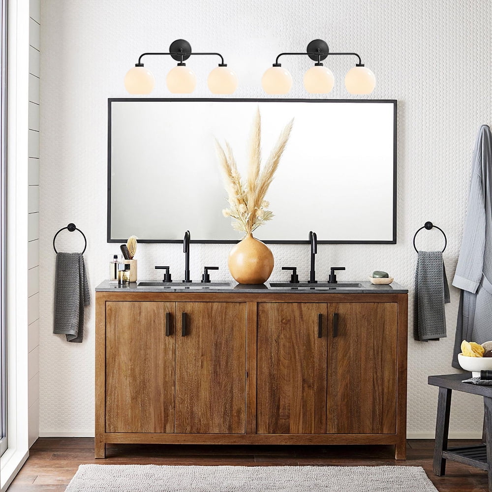Modern Lighting Triple Globe Bathroom Vanity Sconce (Matte Black, 22 in) yalen