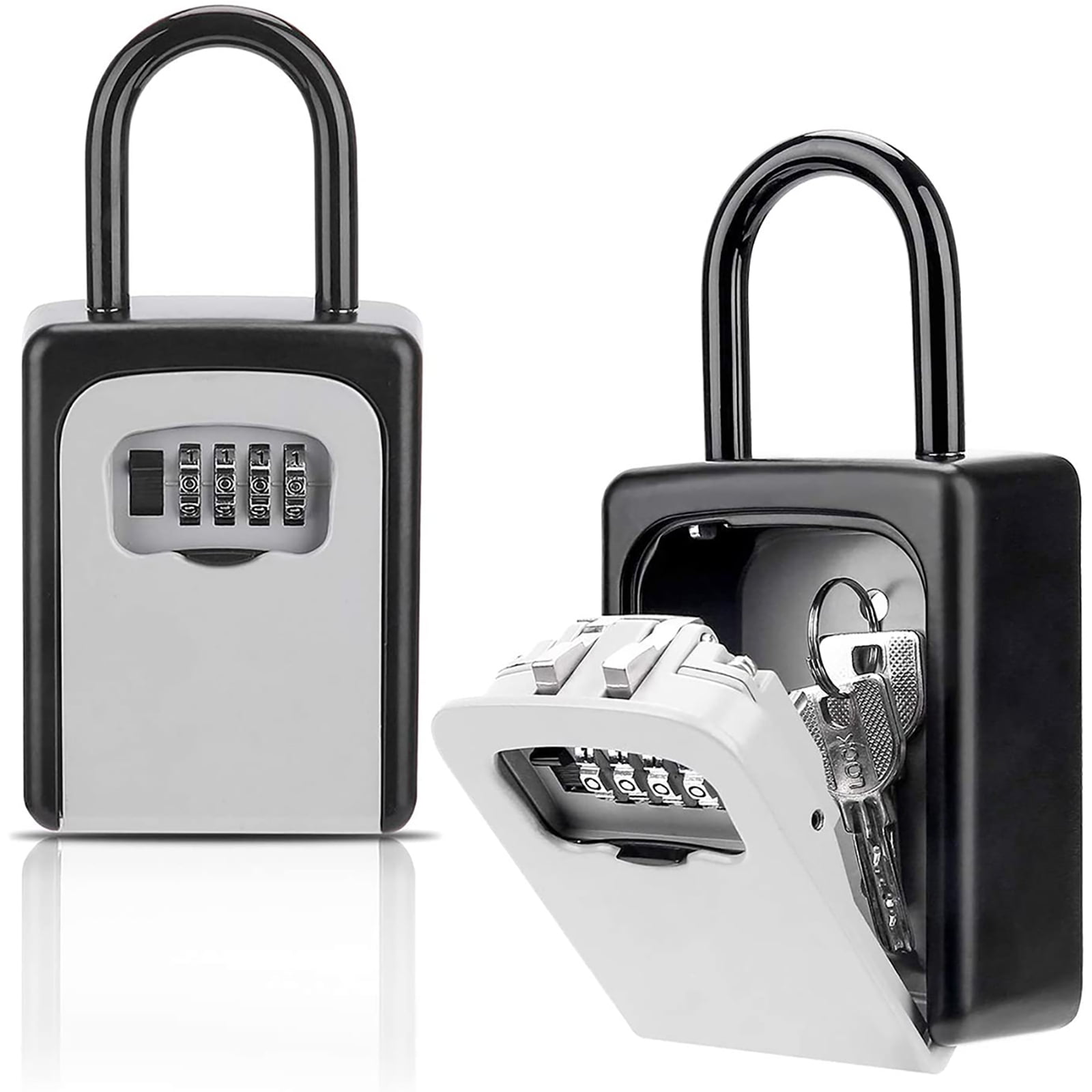 Husfou Key Lock Box Waterproof 4-Digit Combination Security Safe (Black, 5 Key Capacity) 6k1pw