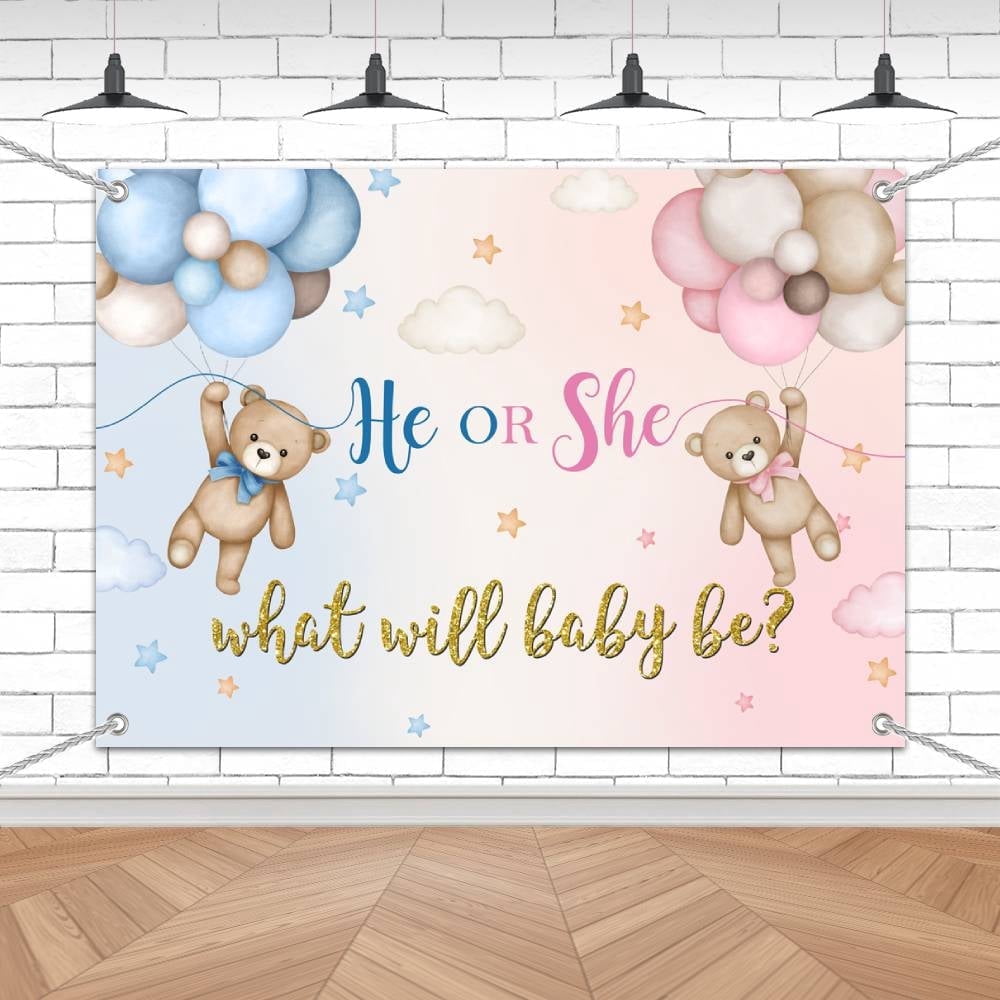 HOBANER Gender Reveal Backdrop Baby Shower Decoration (Pink and Blue, 7 ft x 5 ft) pgwcx