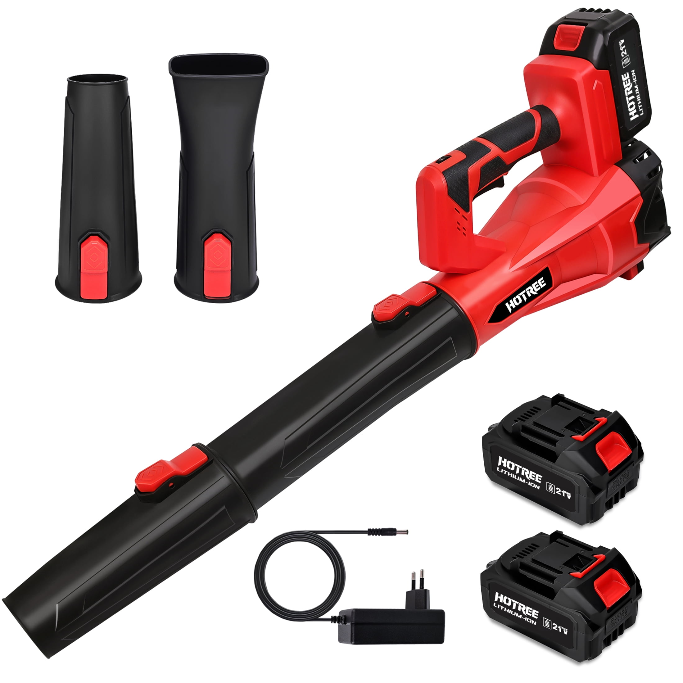 HOTREE Cordless Electric Leaf Blower, 480CFM 160MPH, 6 Speed Settings with 2 Batteries (Black, 2-Battery Kit) gnrsl