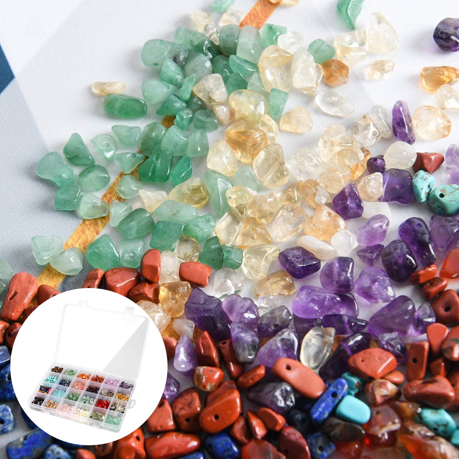 TSV Natural Gemstone Beads, Irregular Crystal Chips for Jewelry Making (Multi-Color, 1200 Pieces) i4qzz